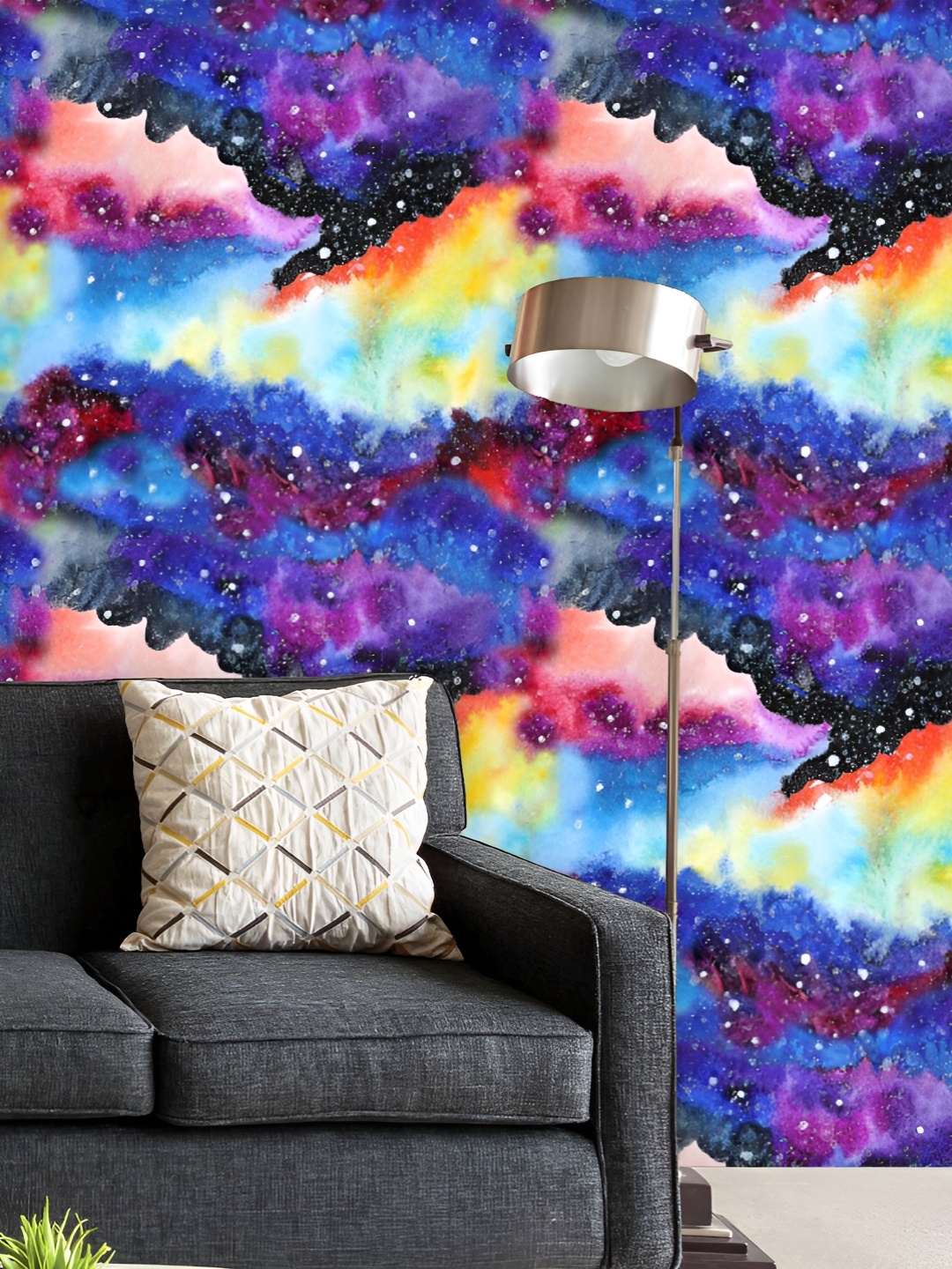 

ArtzFolio Printed UV-Resistant Anti-Bacterial Watercolor Modern Galaxy Peel & Stick Wallpaper, Multi