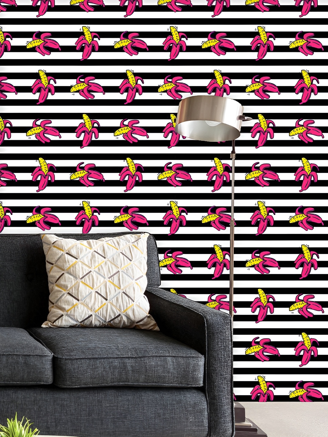 

ArtzFolio Printed UV-Resistant Anti-Bacterial Summer Bananas Pattern Peel & Stick Wallpaper, Multi