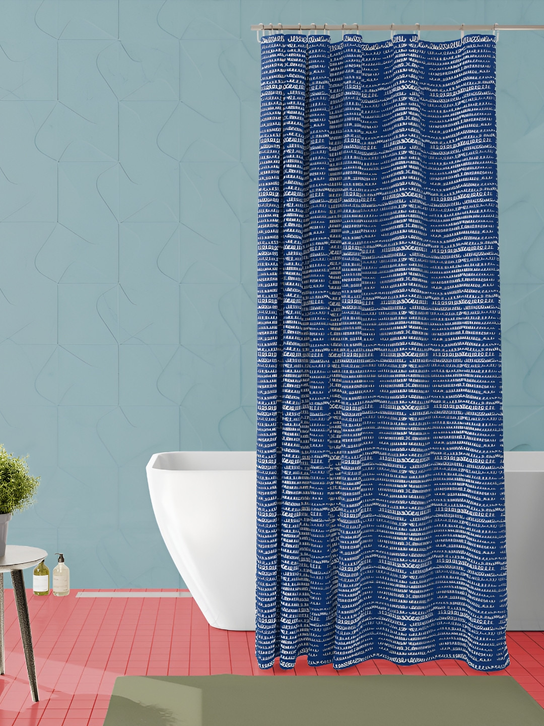

ArtzFolio Blue & White Printed Waterproof Shower Curtain