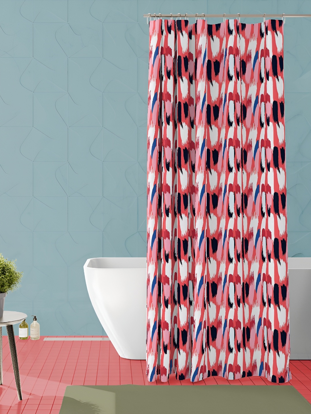 

ArtzFolio Pink & White Printed Waterproof Shower Curtain