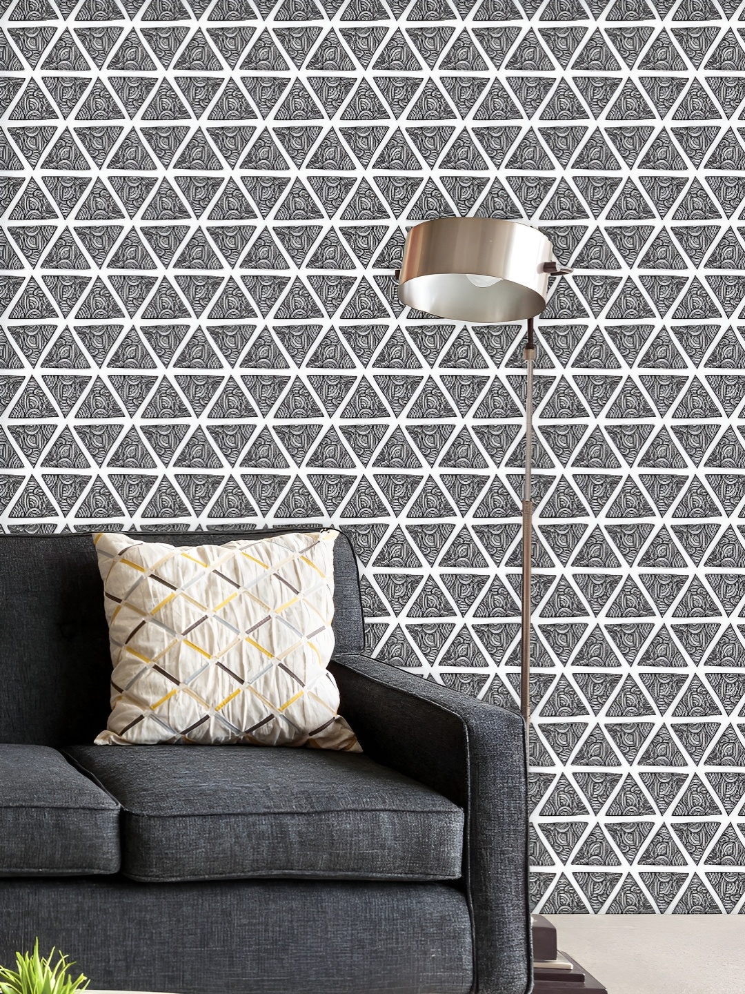 

ArtzFolio Printed UV-Resistant Anti-Bacterial Abstract Ornate Triangles Peel & Stick Wallpaper, Multi