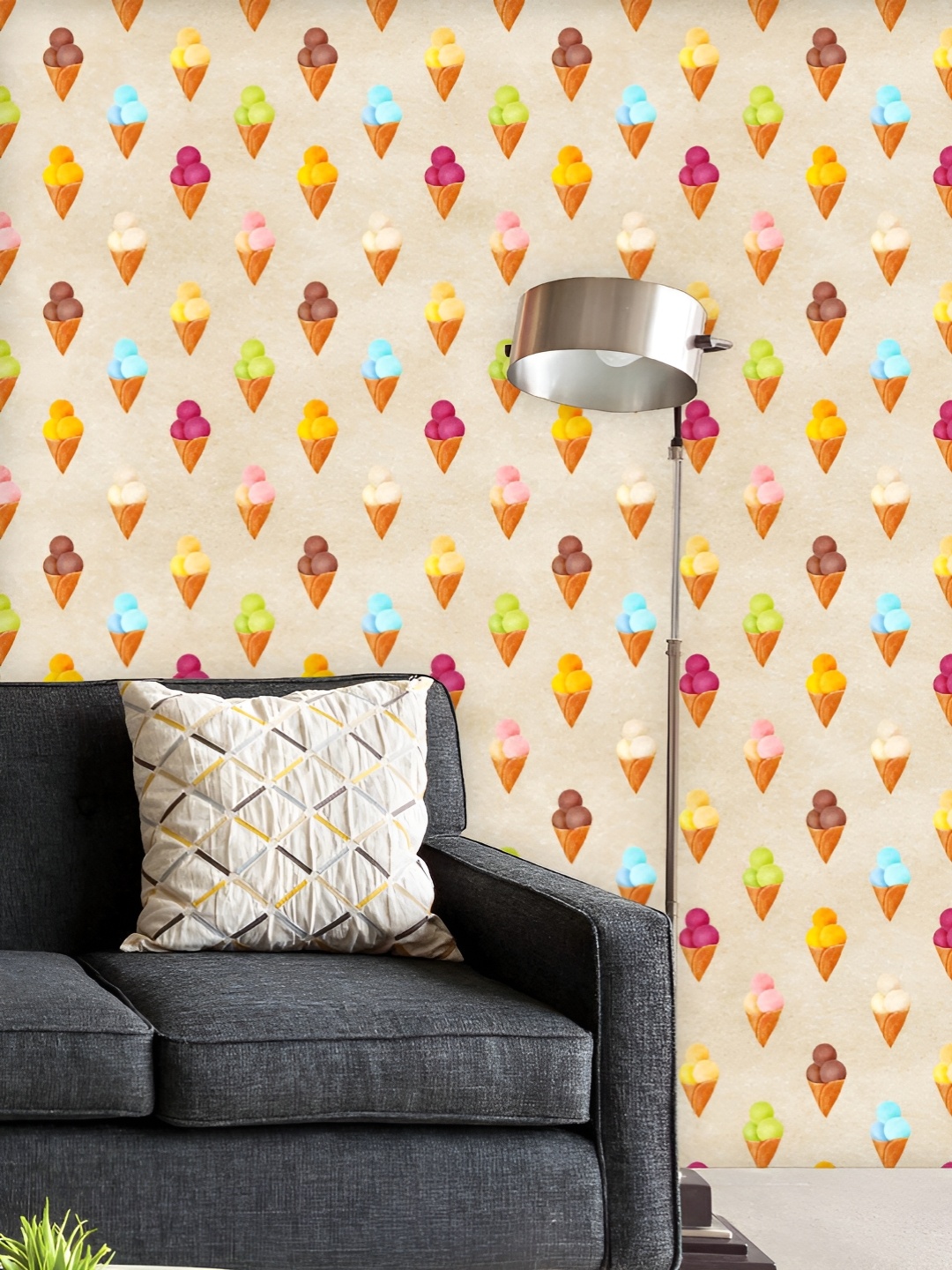 

ArtzFolio Printed UV-Resistant Anti-Bacterial Watercolour Ice Cream Peel & Stick Wallpaper, Multi