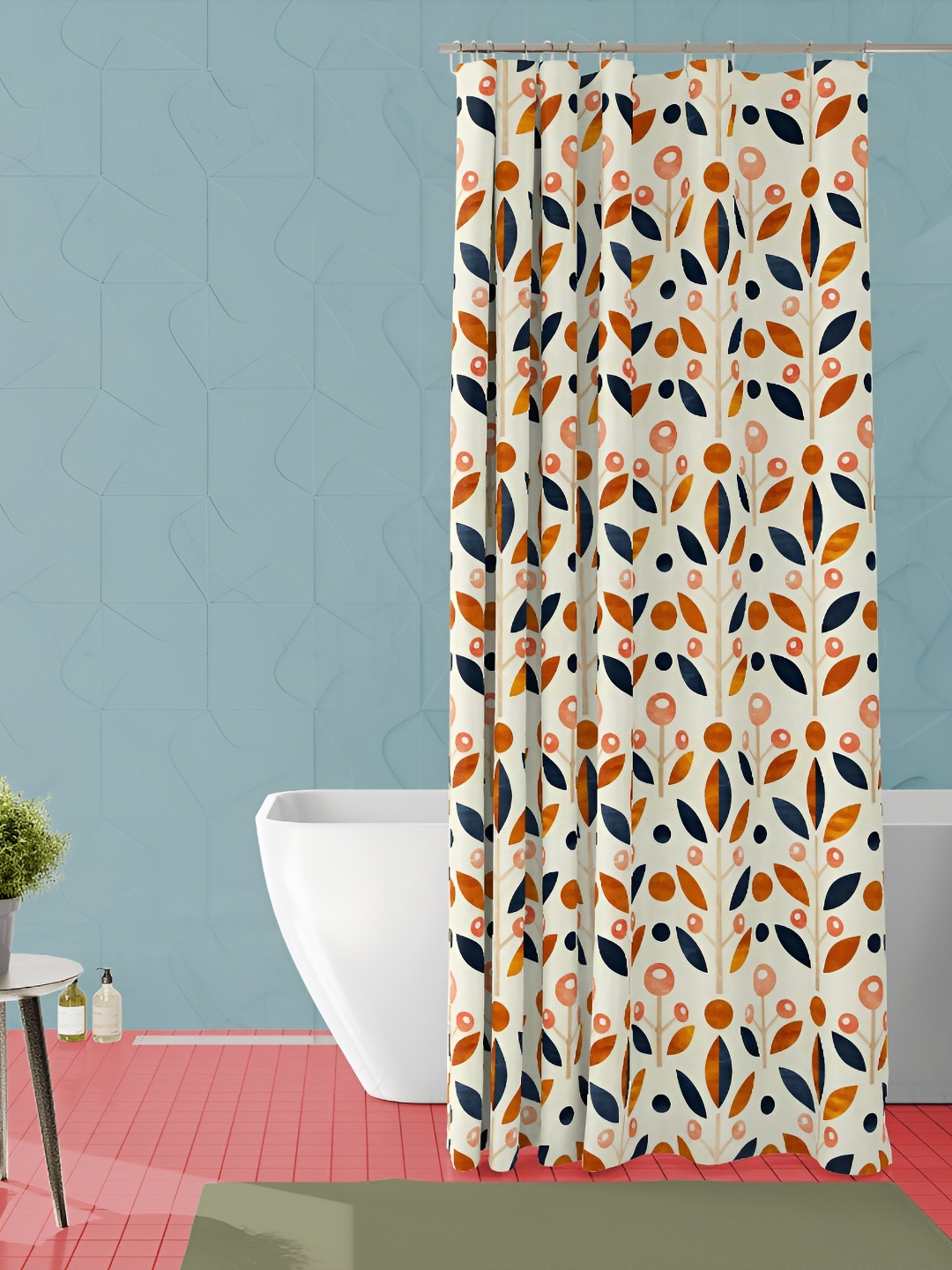 

ArtzFolio Cream Coloured & Brown Printed Waterproof Shower Curtain