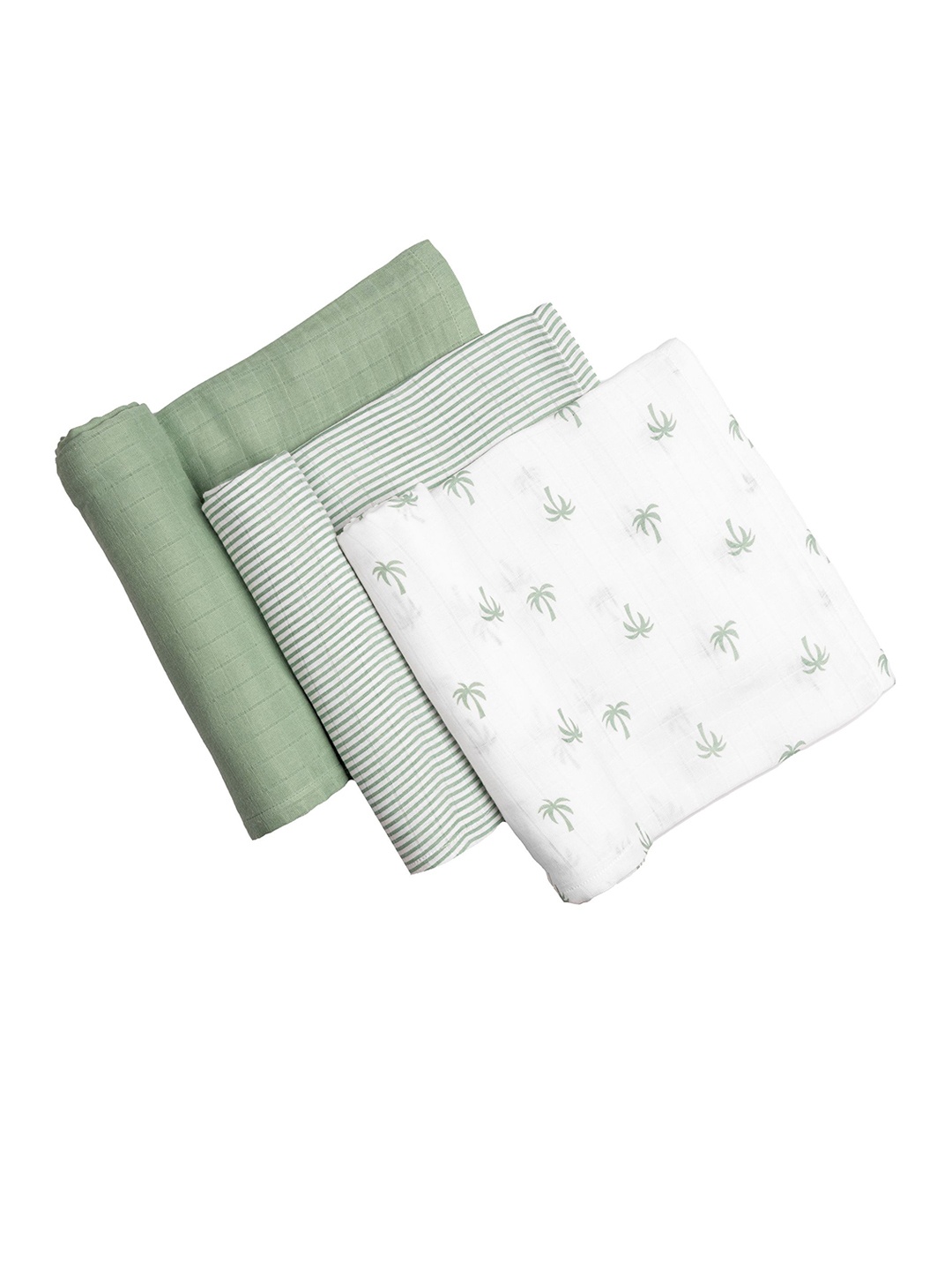 

Masilo Kids Set Of 3 Palm Paradise Printed Swaddles, Green