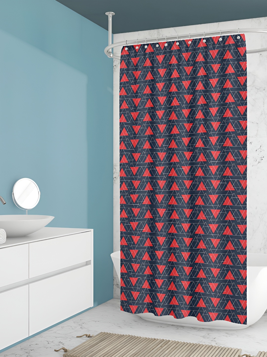 

ArtzFolio Red & Grey Printed Water Proof Shower Curtain
