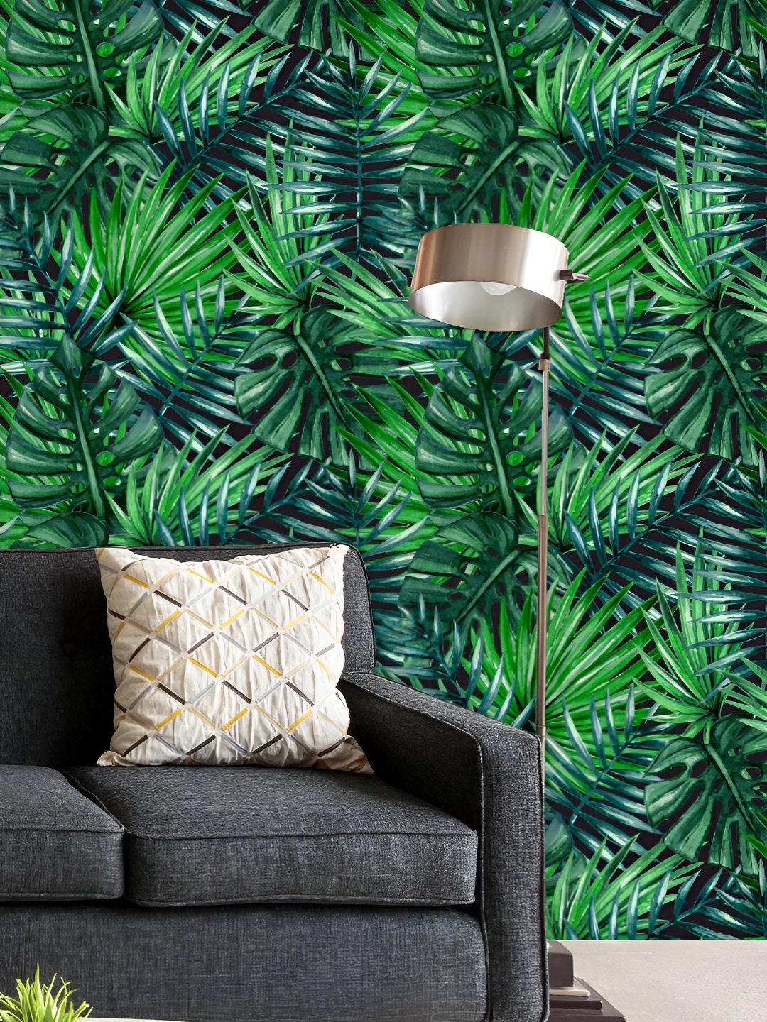 

ArtzFolio Printed UV-Resistant Anti-Bacterial Tropical Palm Leaves Peel & Stick Wallpaper, Multi