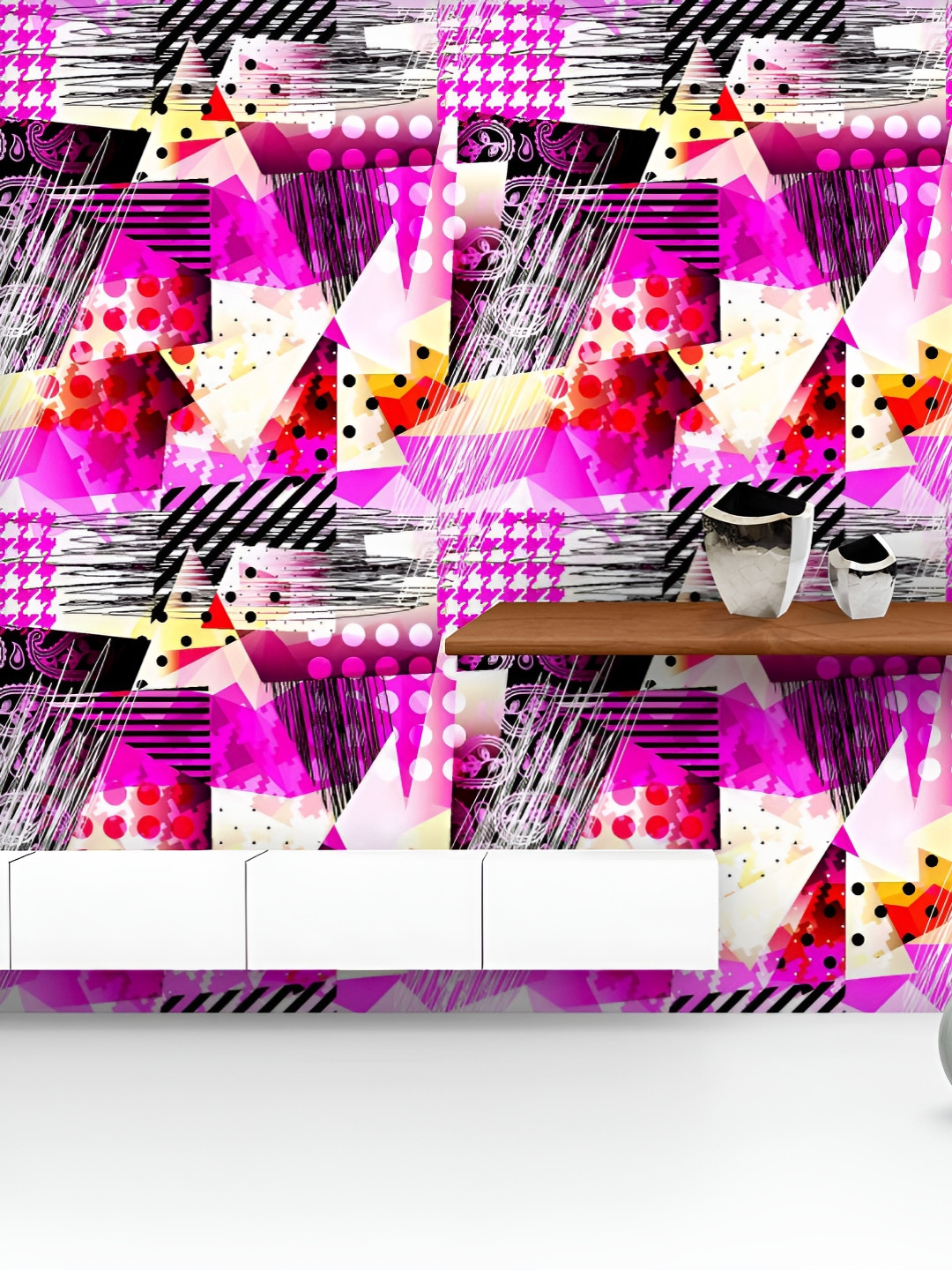 

ArtzFolio Printed UV-Resistant Anti-Bacterial Grunge Cubism Pattern Peel & Stick Wallpaper, Multi