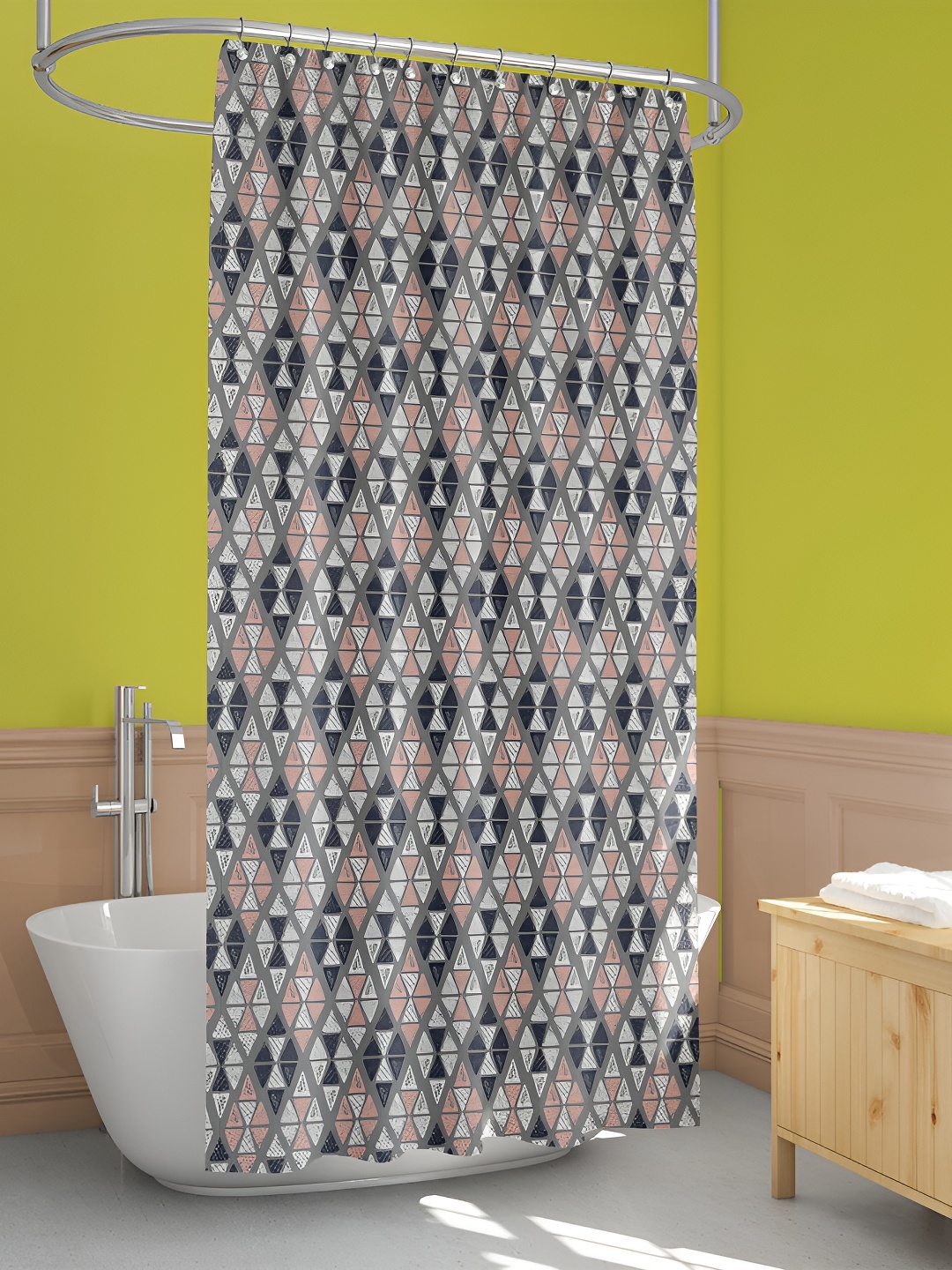 

ArtzFolio Peach & Black Printed Waterproof Shower Curtains