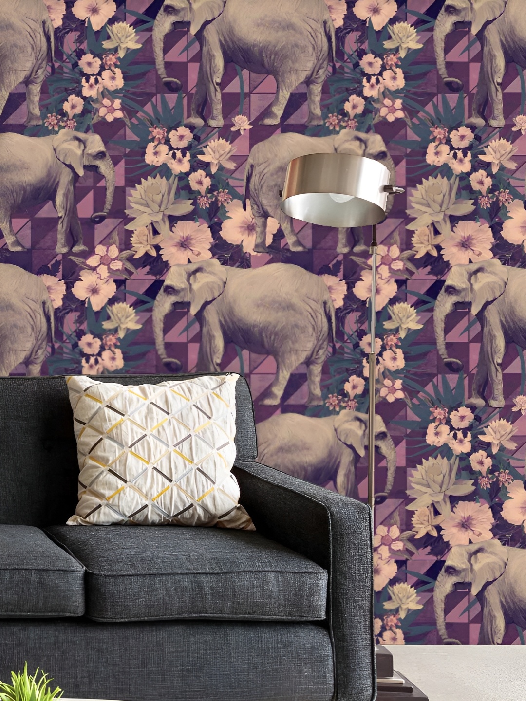 

ArtzFolio Printed UV-Resistant Anti-Bacterial Elephant Pattern Peel & Stick Wallpaper, Multi