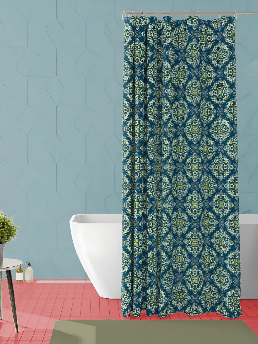 

ArtzFolio Blue and Green Geometric Printed Waterproof Shower Curtain