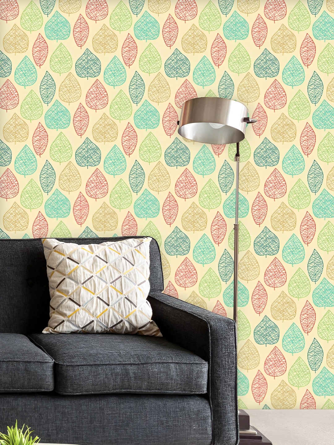 

ArtzFolio Printed UV-Resistant Anti-Bacterial Stylized Leaves Peel & Stick Wallpaper, Multi