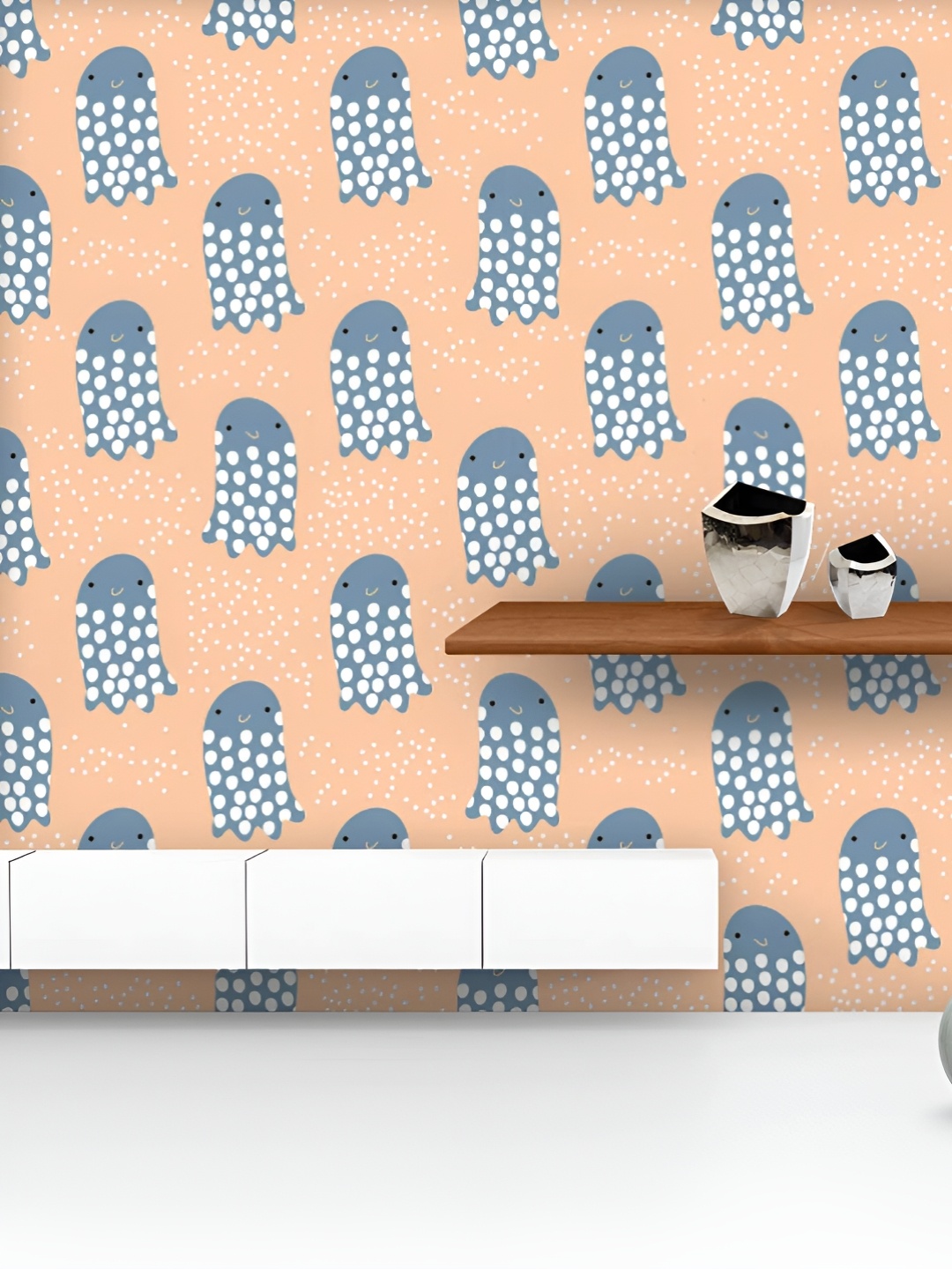 

ArtzFolio Printed UV-Resistant Anti-Bacterial Undersea Jelly Fish Art Peel & Stick Wallpaper, Multi