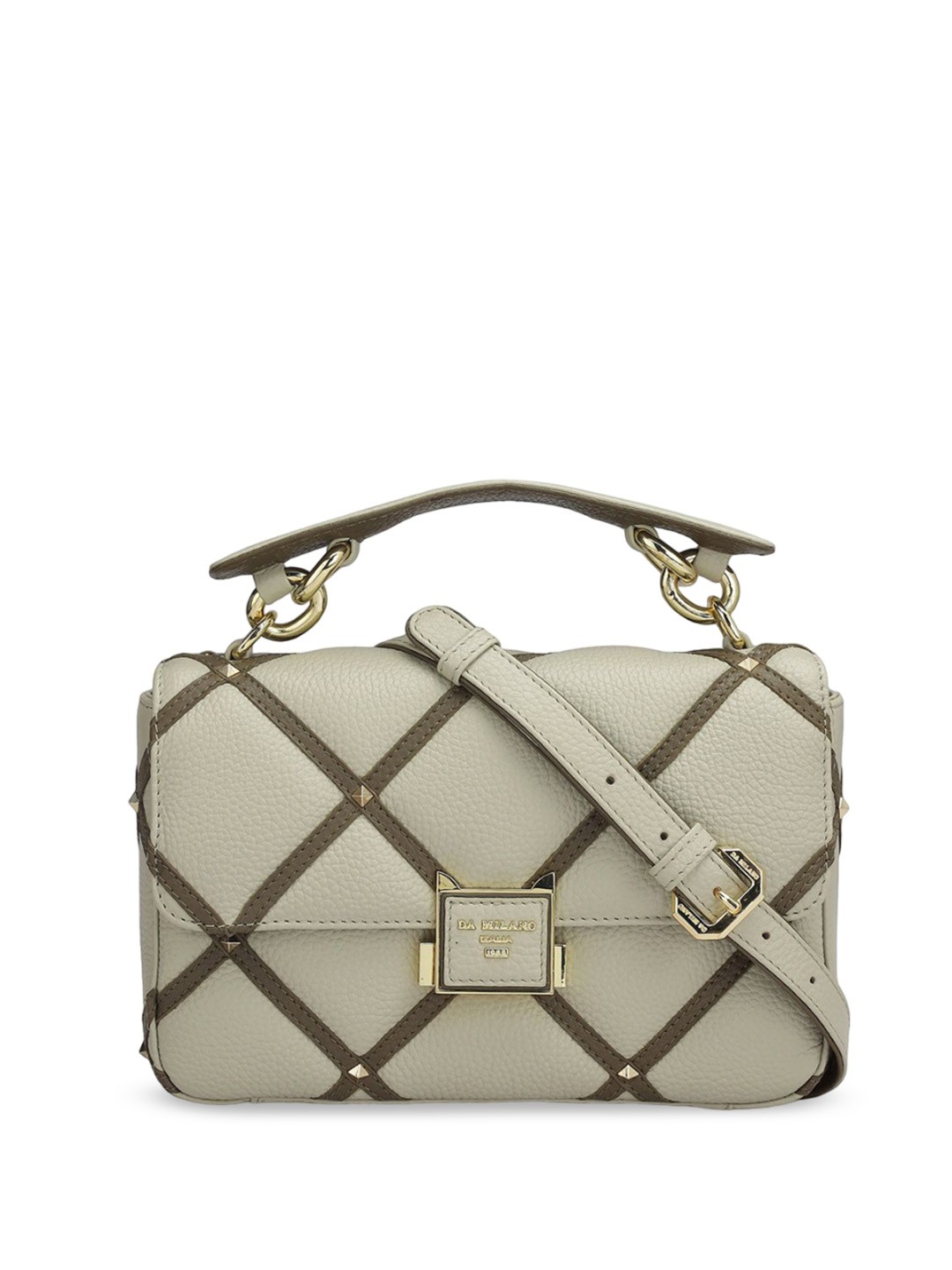

Da Milano Textured Leather Structured Handheld Bag, Green