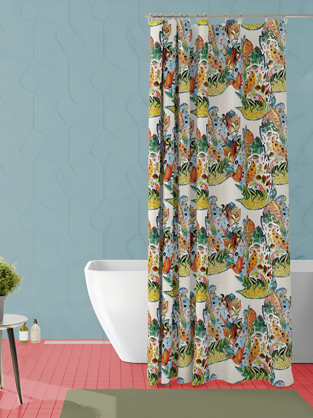 

ArtzFolio Off White & Green Abstract Printed Waterproof Shower Curtain