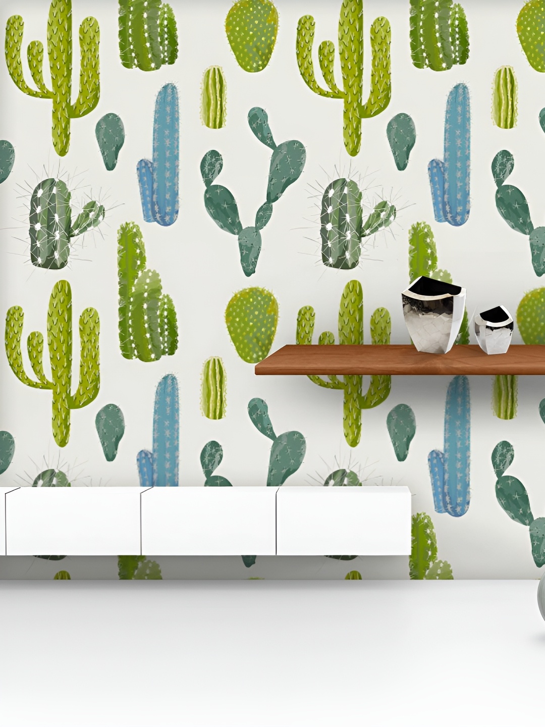 

ArtzFolio Printed UV-Resistant Anti-Bacterial Tropical Cactus Peel & Stick Wallpaper, Multi