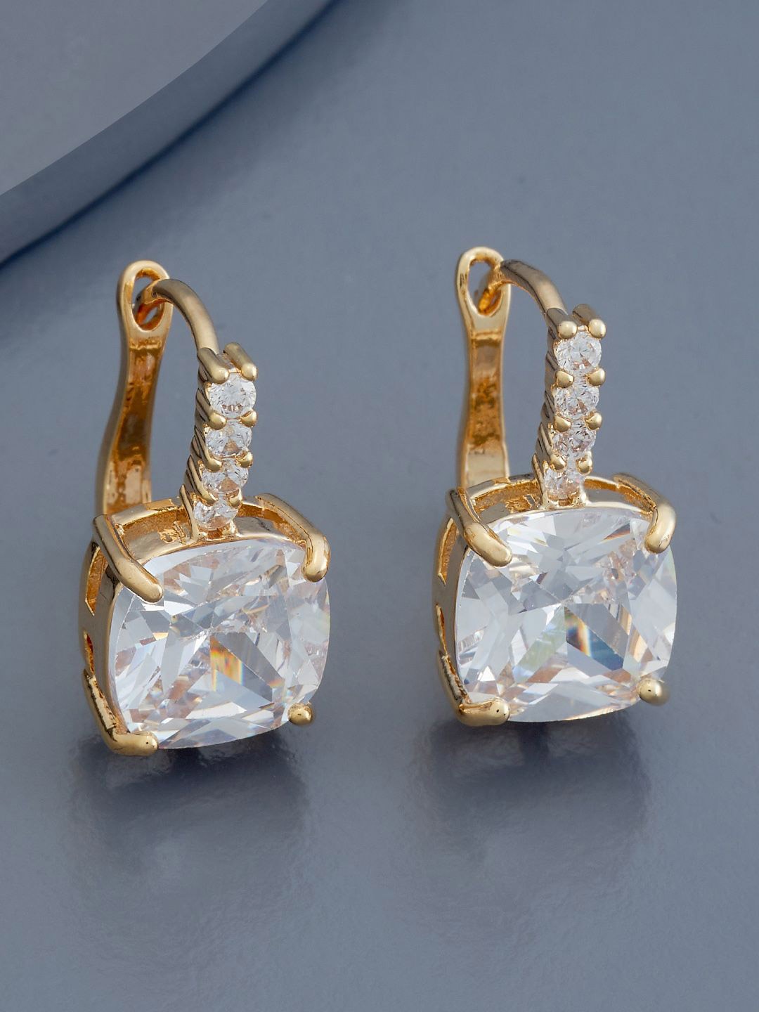 

Kushal's Fashion Jewellery Gold-Plated Zircon Square Studs