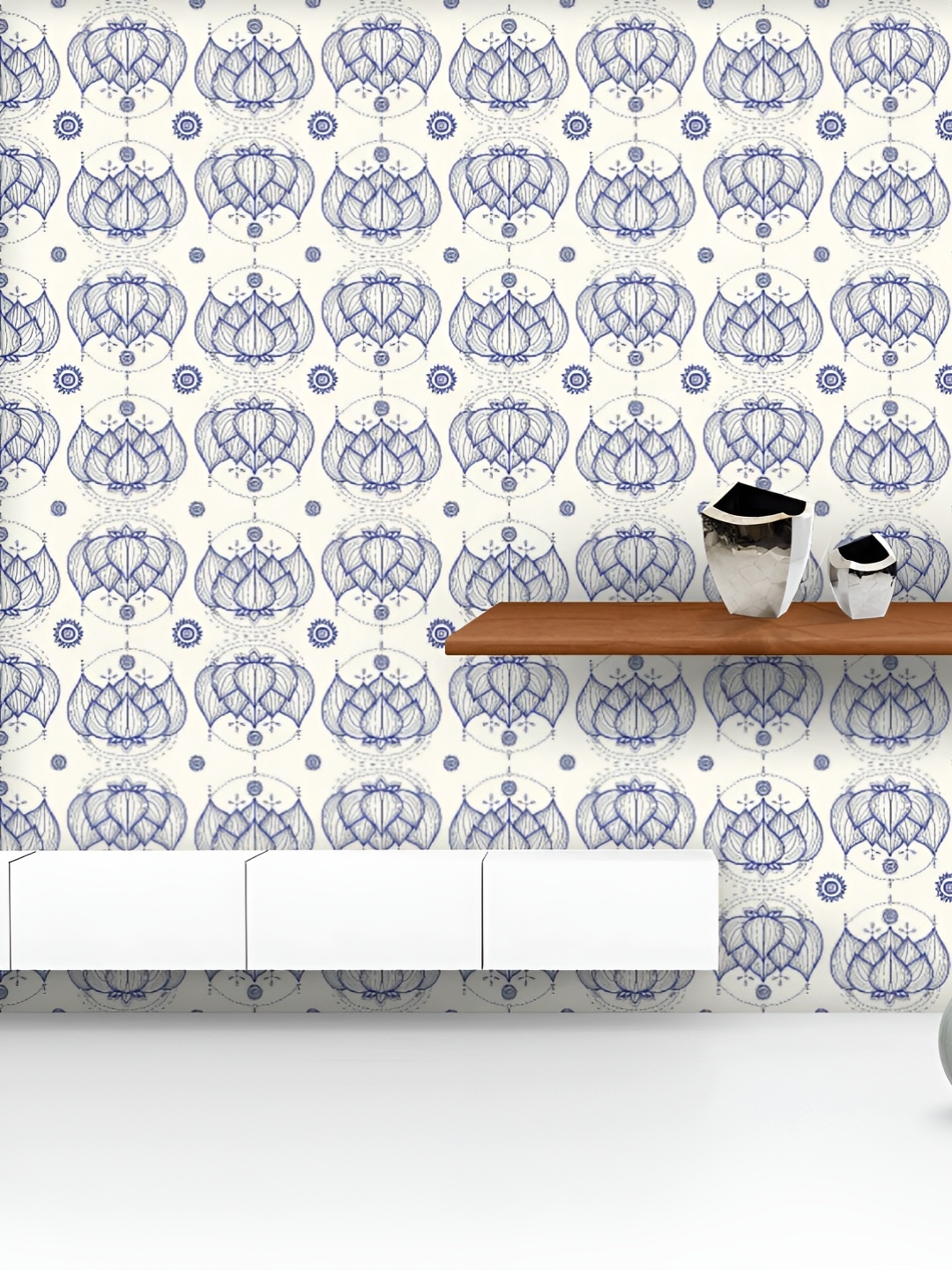 

ArtzFolio Printed UV-Resistant Anti-Bacterial Lotus Flower Pattern Peel & Stick Wallpaper, Multi