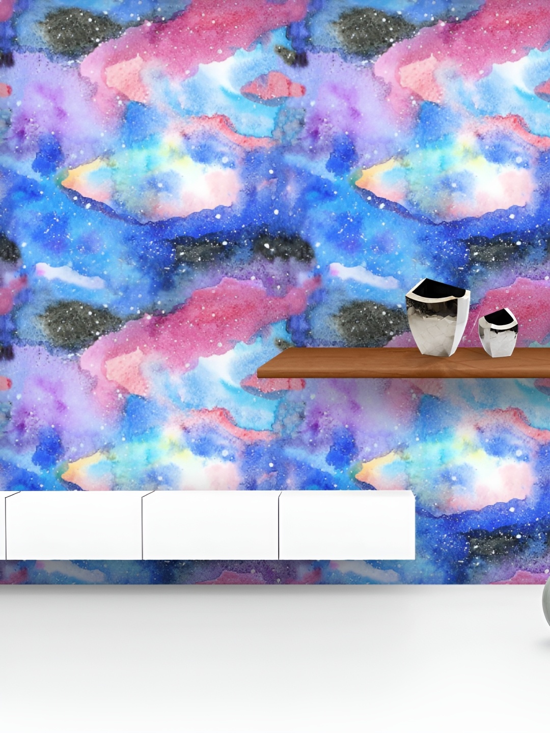 

ArtzFolio Printed UV-Resistant Anti-Bacterial Watercolor Modern Galaxy Peel & Stick Wallpaper, Multi