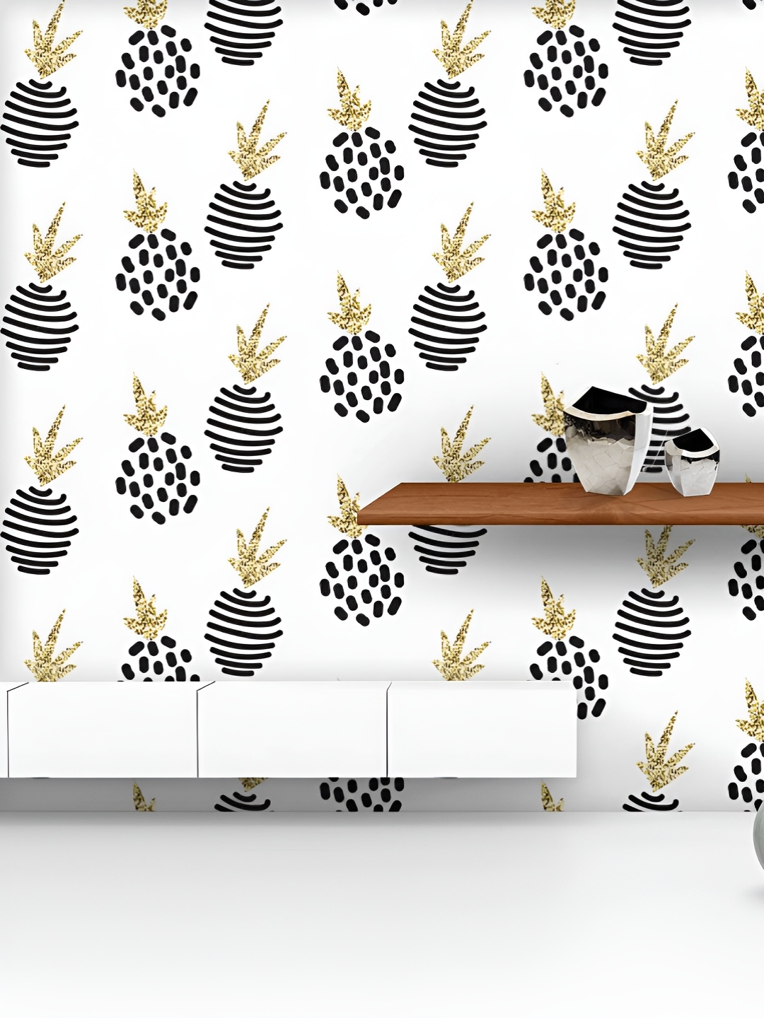 

ArtzFolio Printed UV-Resistant Anti-Bacterial Minimalistic Pineapple Peel & Stick Wallpaper, Multi