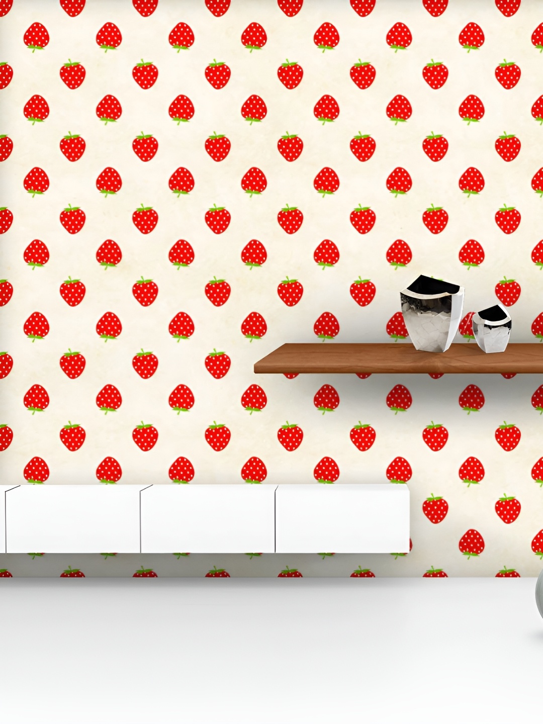 

ArtzFolio Printed UV-Resistant Anti-Bacterial Strawberries Pattern Peel & Stick Wallpaper, Multi