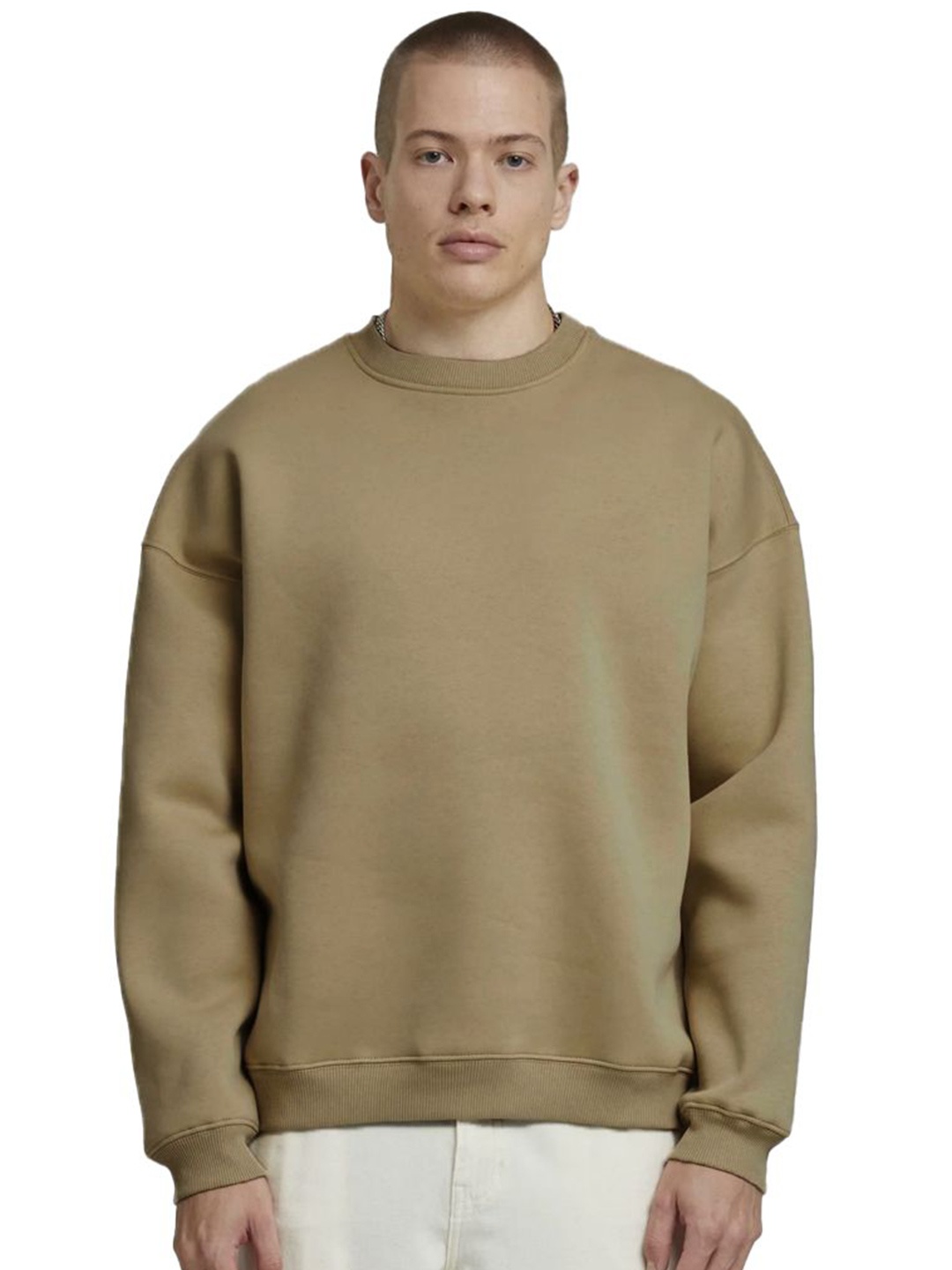 

SONIBROS Men Round Neck Long Sleeves Sweatshirt, Beige