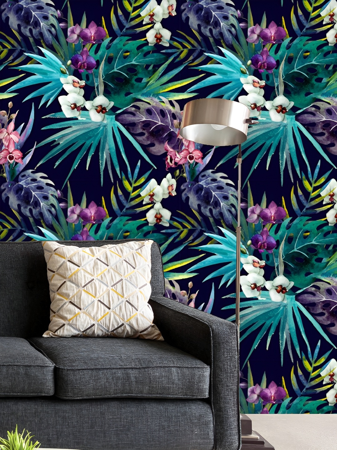 

ArtzFolio Printed UV-Resistant Anti-Bacterial Exotic Nature Leaves Flowers Peel & Stick Wallpaper, Multi