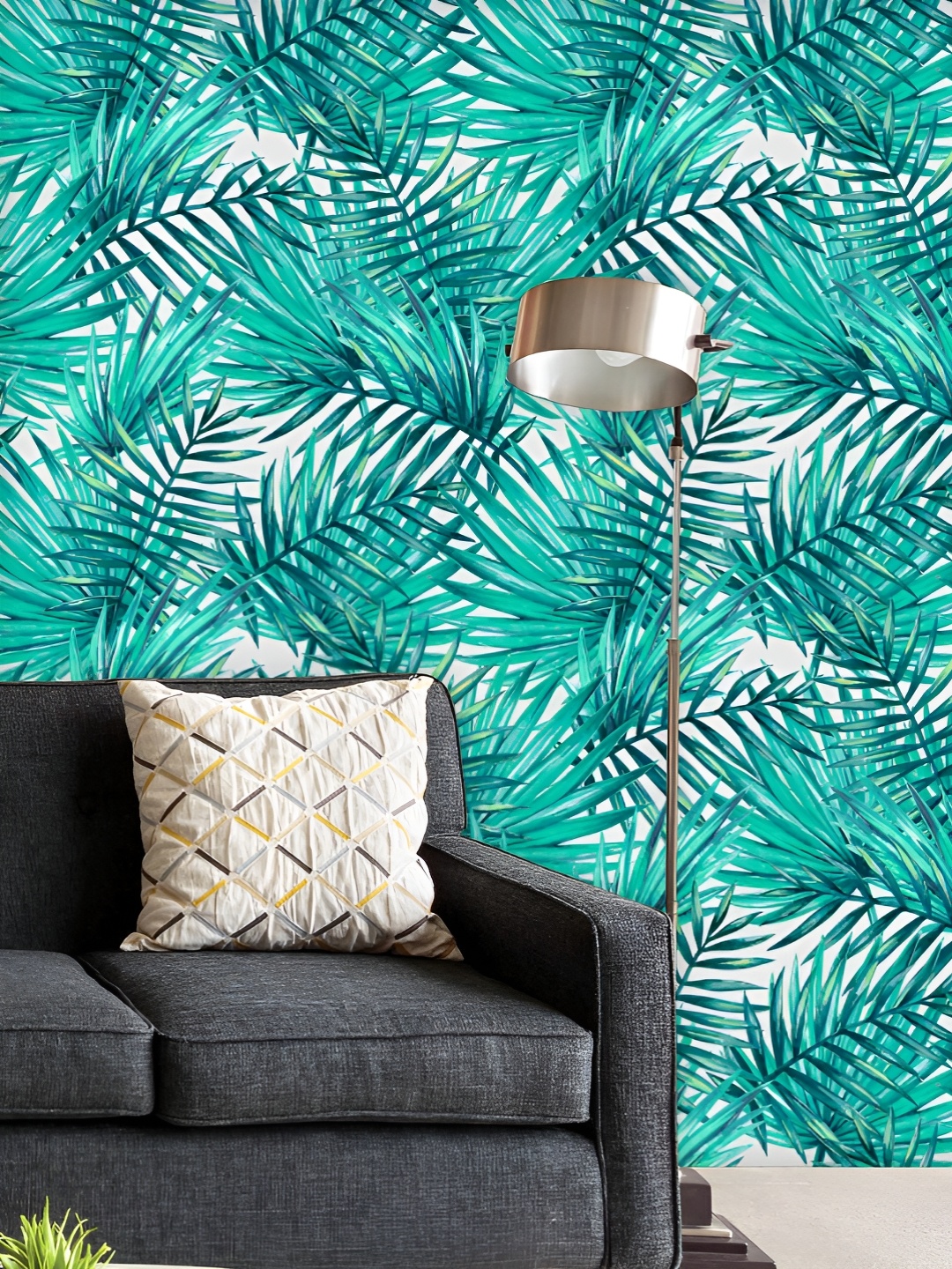 

ArtzFolio Printed UV-Resistant Anti-Bacterial Tropical Palm Leaves Peel & Stick Wallpaper, Multi