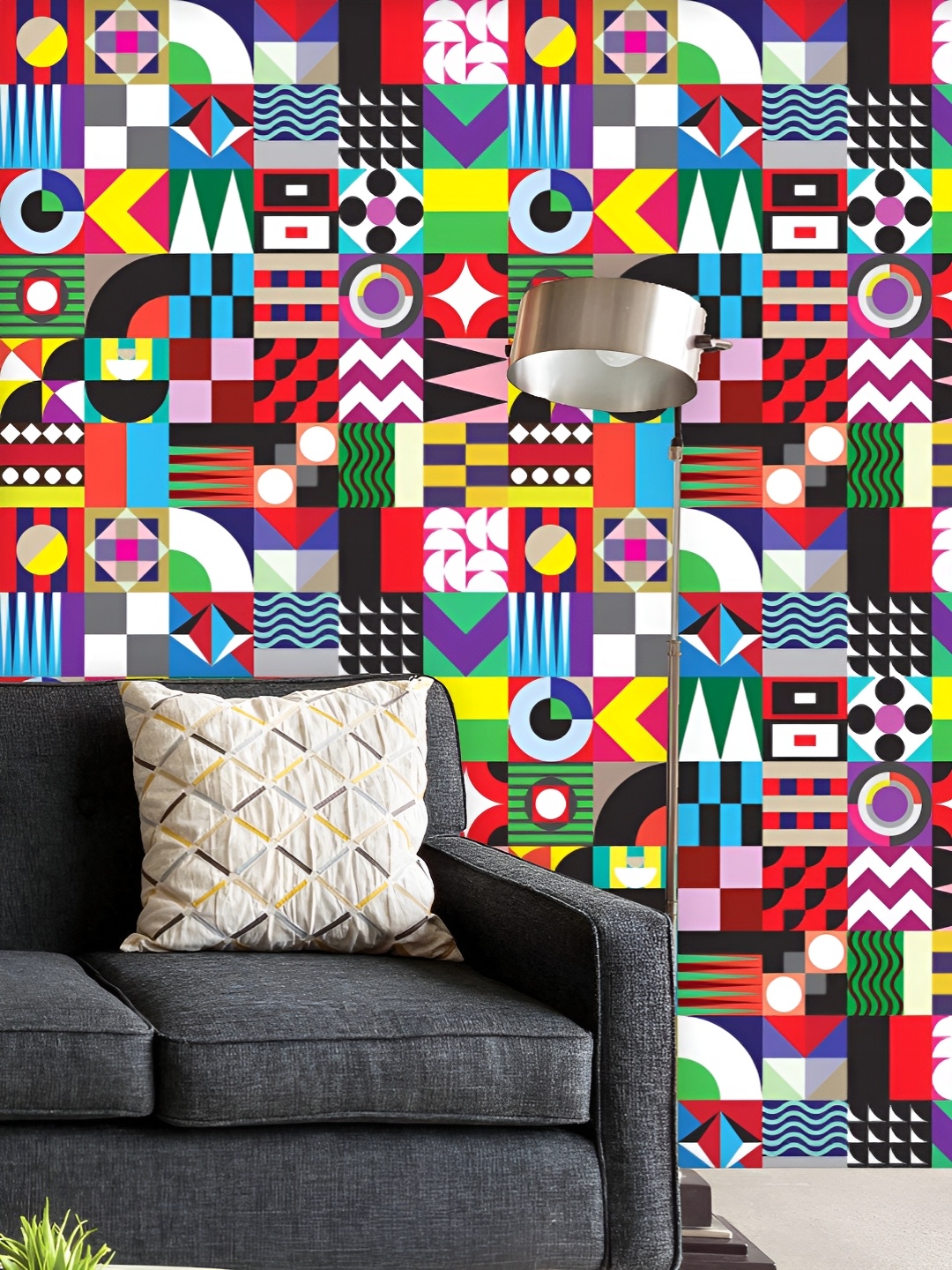 

ArtzFolio Printed UV-Resistant Anti-Bacterial Geometric Mosaic Peel & Stick Wallpaper, Multi