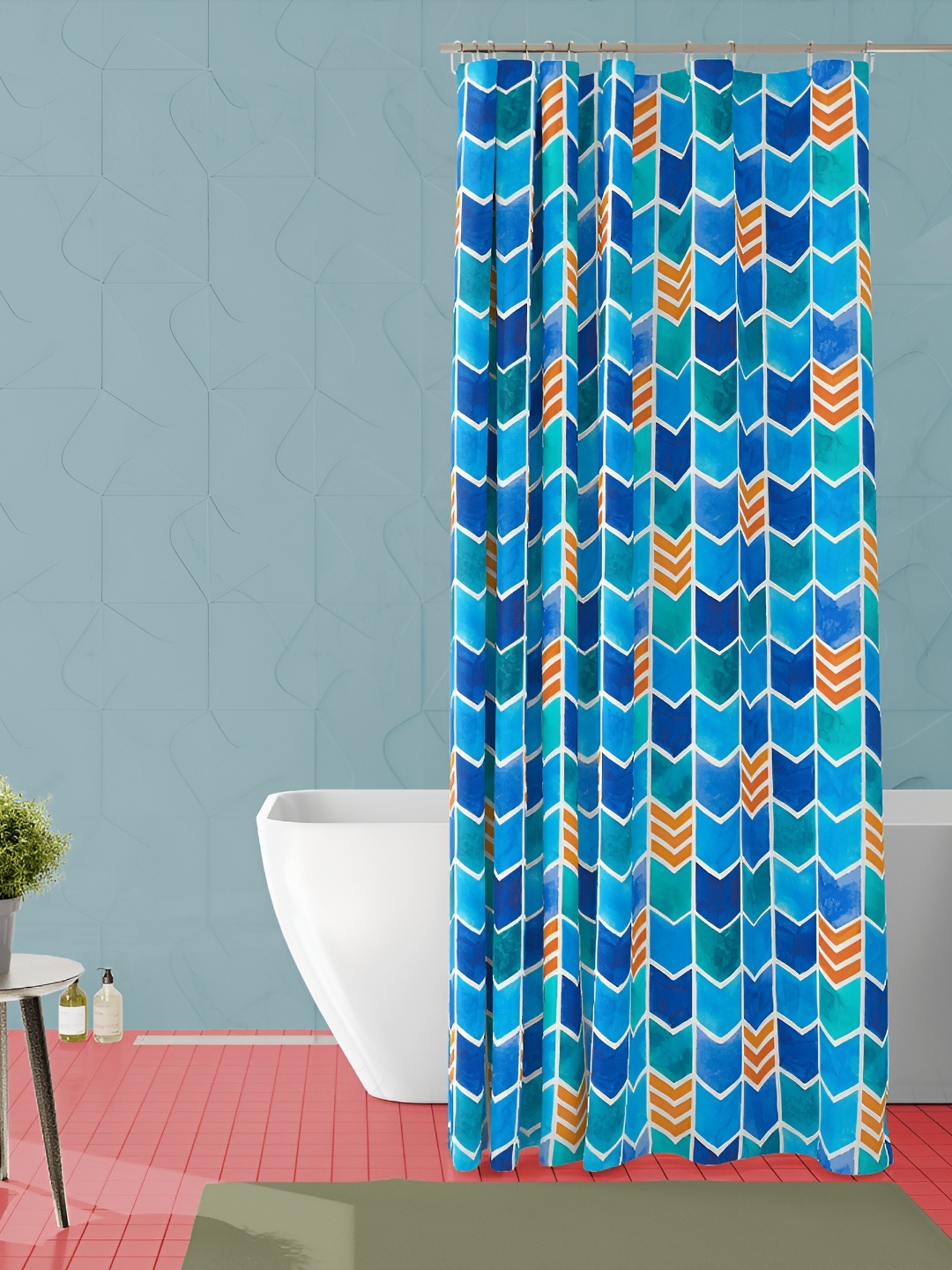 

ArtzFolio Blue & Teal Green Printed Water Proof Shower Curtain