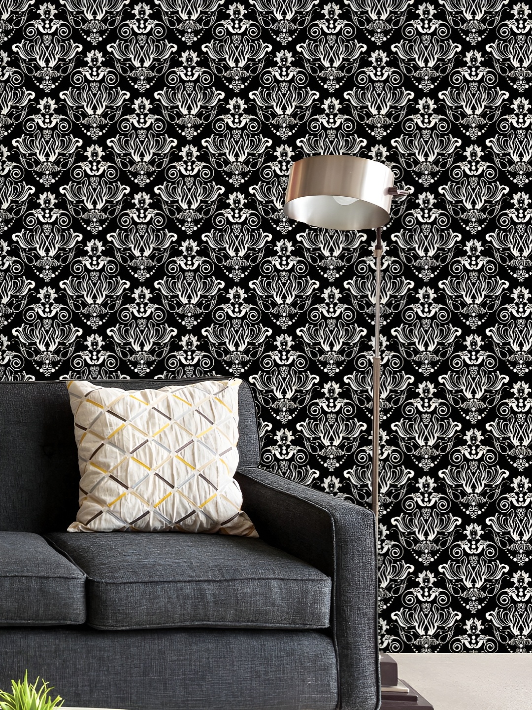 

ArtzFolio Printed UV-Resistant Anti-Bacterial Damask Pattern Peel & Stick Wallpaper, Multi