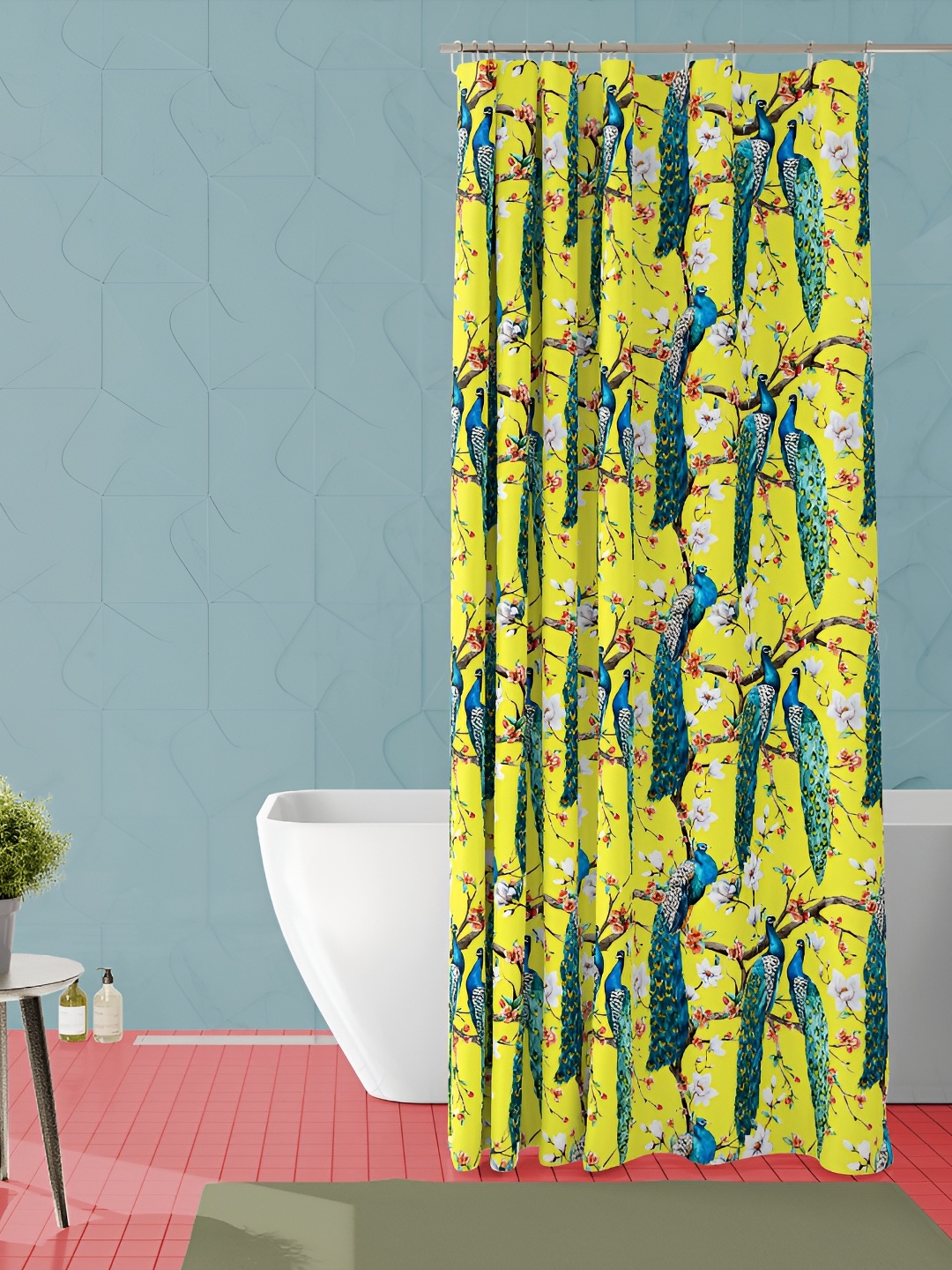 

ArtzFolio Yellow & Green Printed Waterproof Shower Curtain