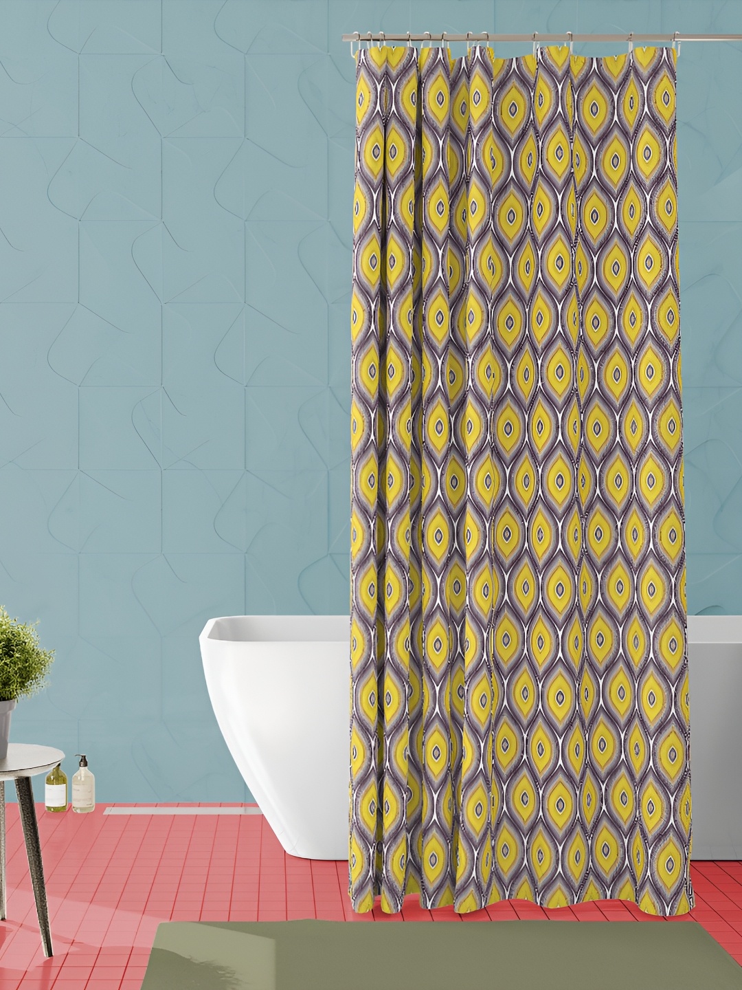 

ArtzFolio Beige & Yellow Printed Waterproof Shower Curtain