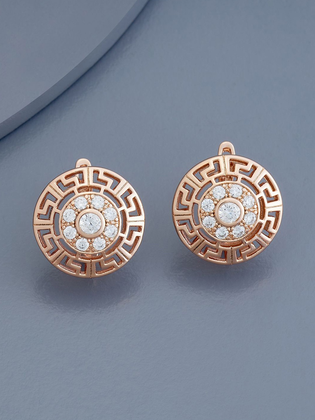 

Kushal's Fashion Jewellery Rose Gold Plated Zircon Studded Circular Studs