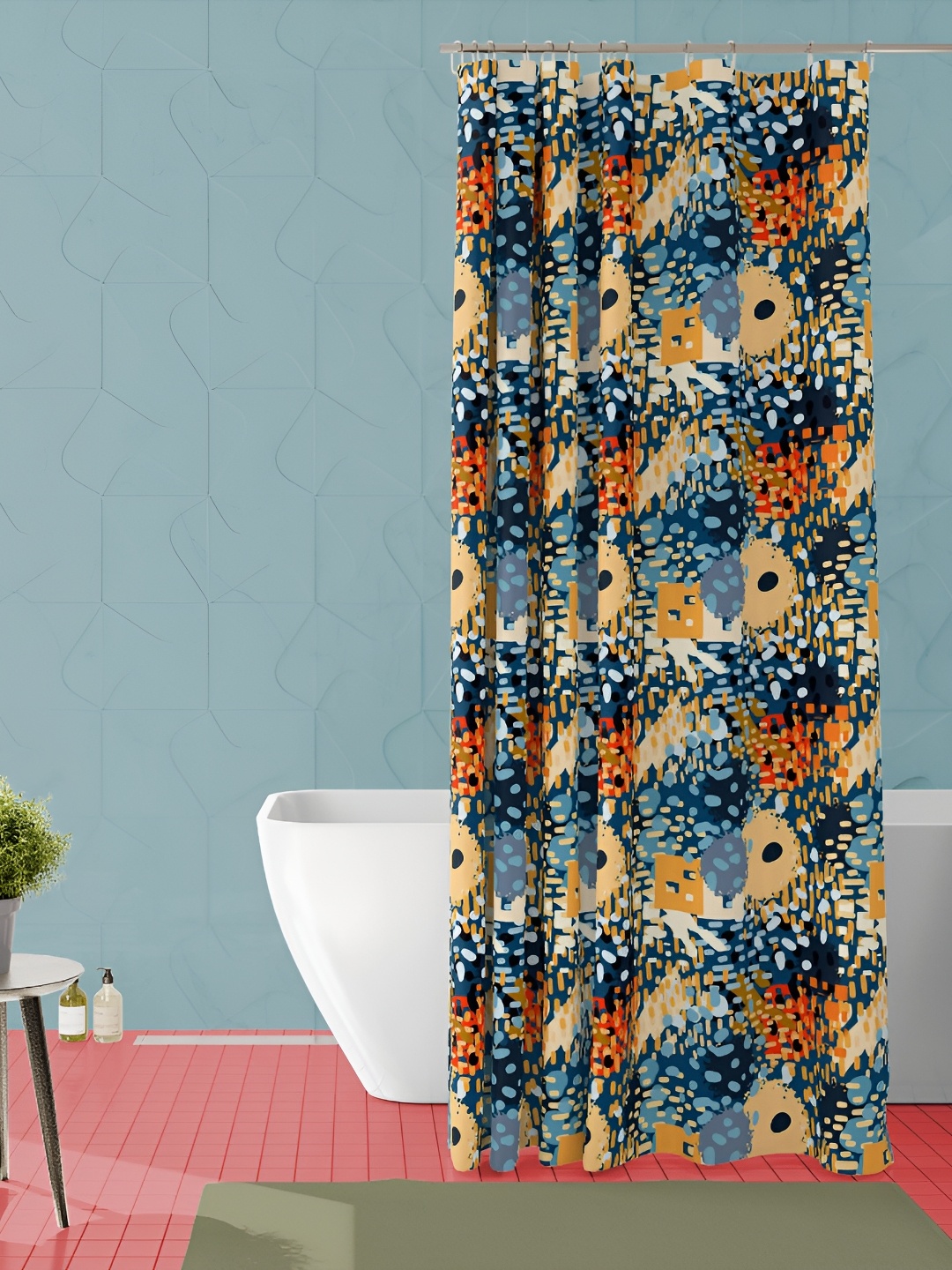 

ArtzFolio Blue & Brown Printed Waterproof Shower Curtain