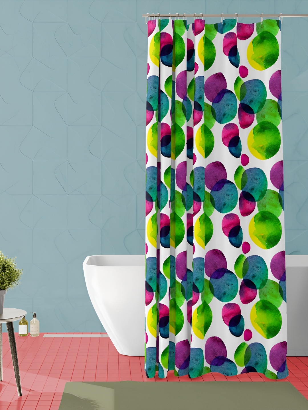 

ArtzFolio White & Green Geometric Printed Waterproof Shower Curtain