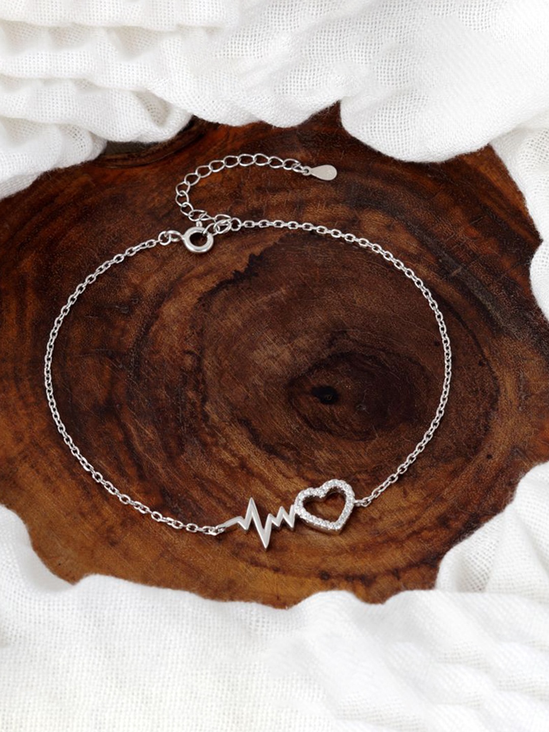 

Tuanz Silver Jewelry Madhuban Heart Set Of 2 925 Sterling Silver Rhodium-Plated Anklet