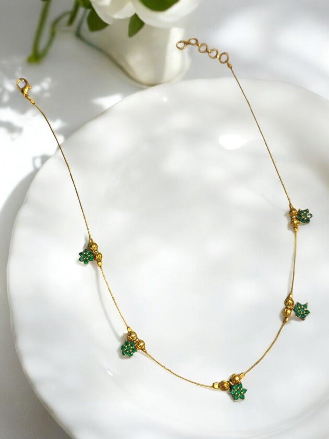 

Adc fashions Gold-Plated Stones Studded Flower Necklace