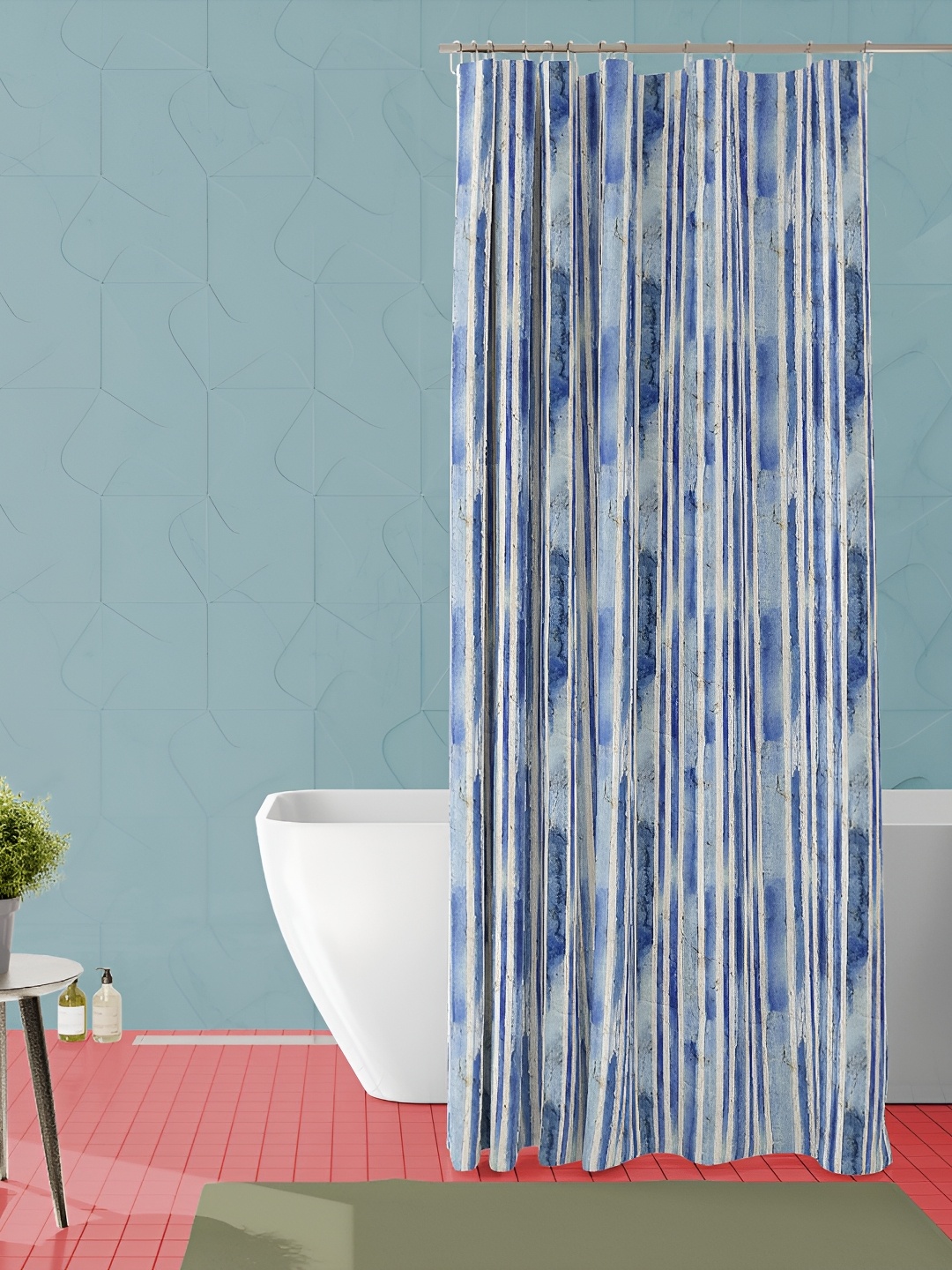 

ArtzFolio Blue and White Abstract Printed Waterproof Shower Curtain