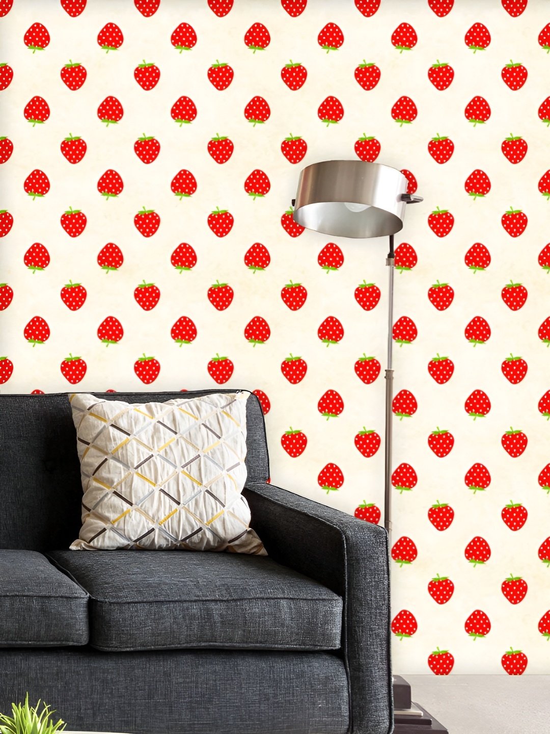 

ArtzFolio Printed UV-Resistant Anti-Bacterial Strawberries Pattern Peel & Stick Wallpaper, Multi