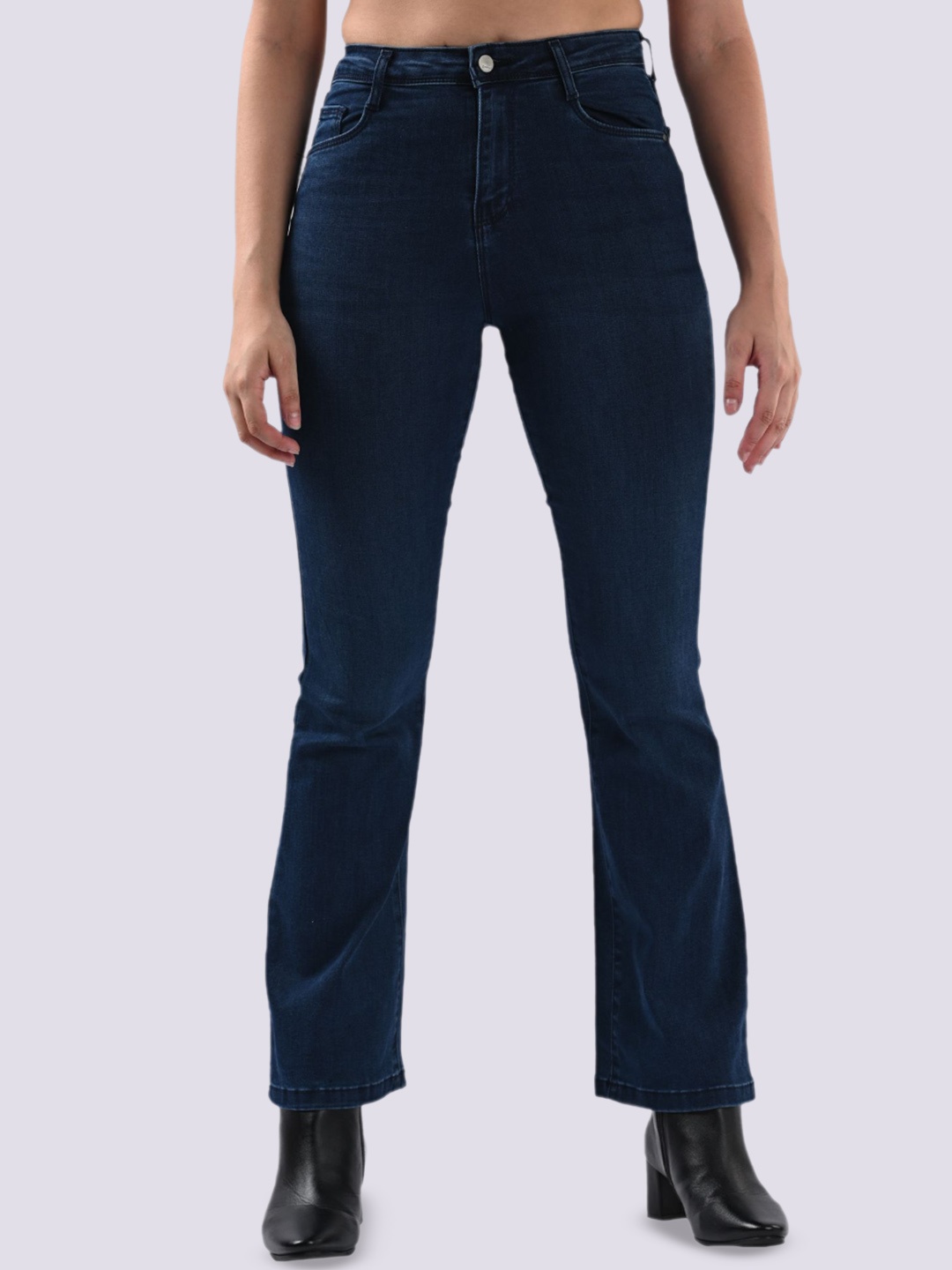 

Kraus Jeans Women Flared High-Rise Stretchable Jeans, Blue