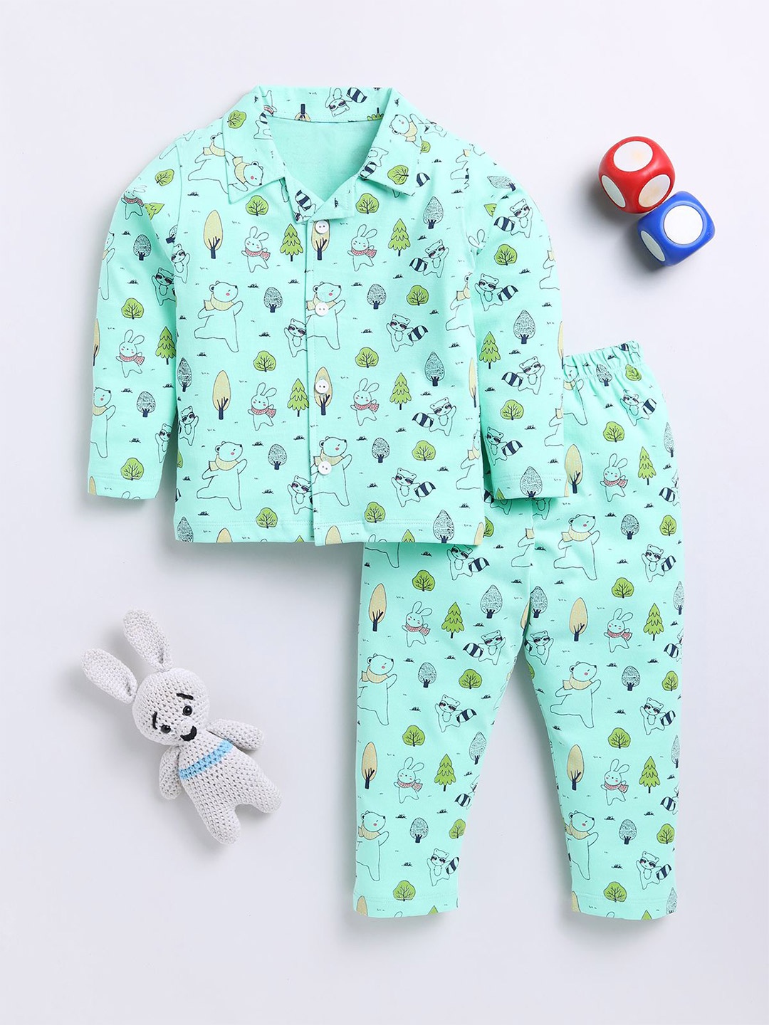 

BAESD Boys Printed Pure Cotton Nightdress, Green