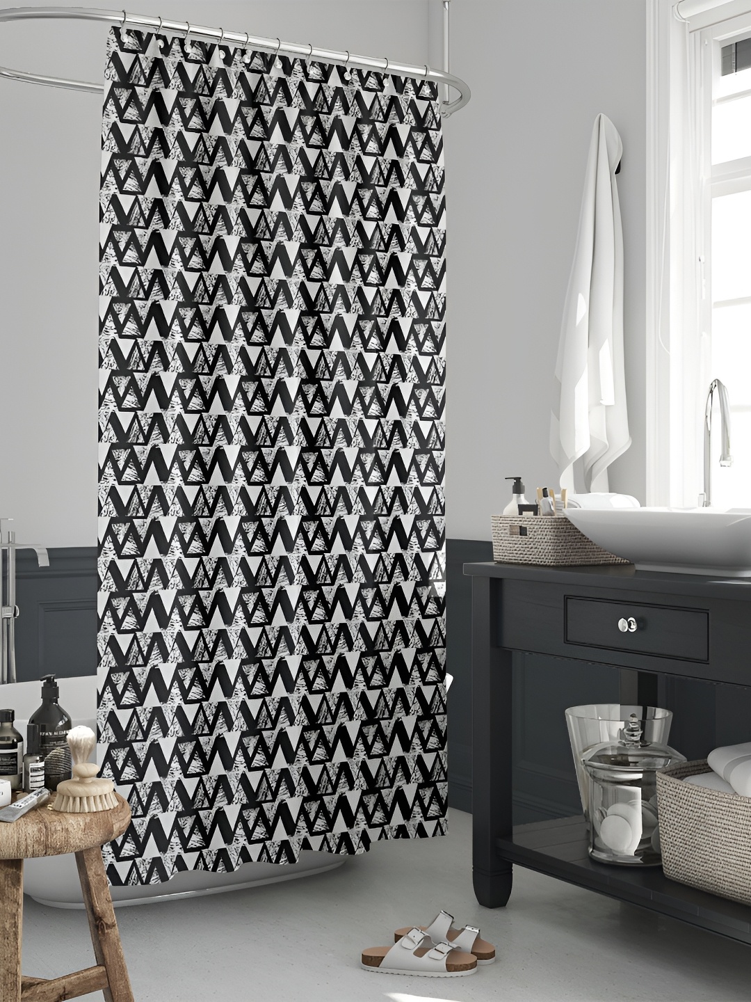 

ArtzFolio Black & White Printed Waterproof Shower Curtains