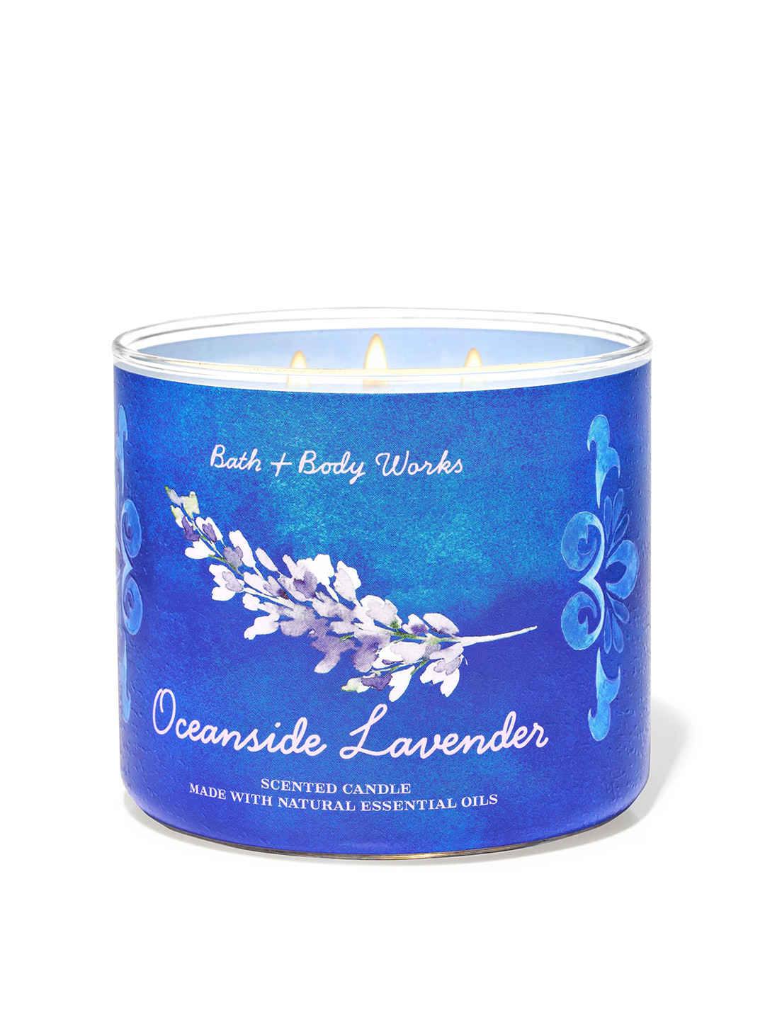 

Bath & Body Works Oceanside Lavender 3-Wick Candle - 411g, Blue
