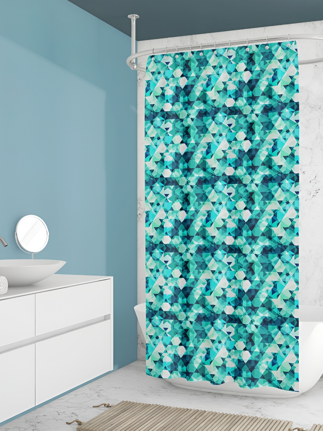 

ArtzFolio Blue & Green Printed Waterproof Shower Curtains