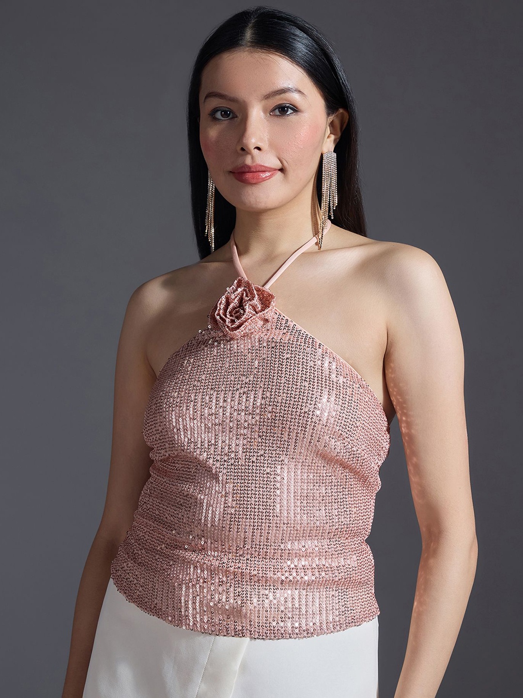 

20Dresses Women Embellished Fitted Top, Pink