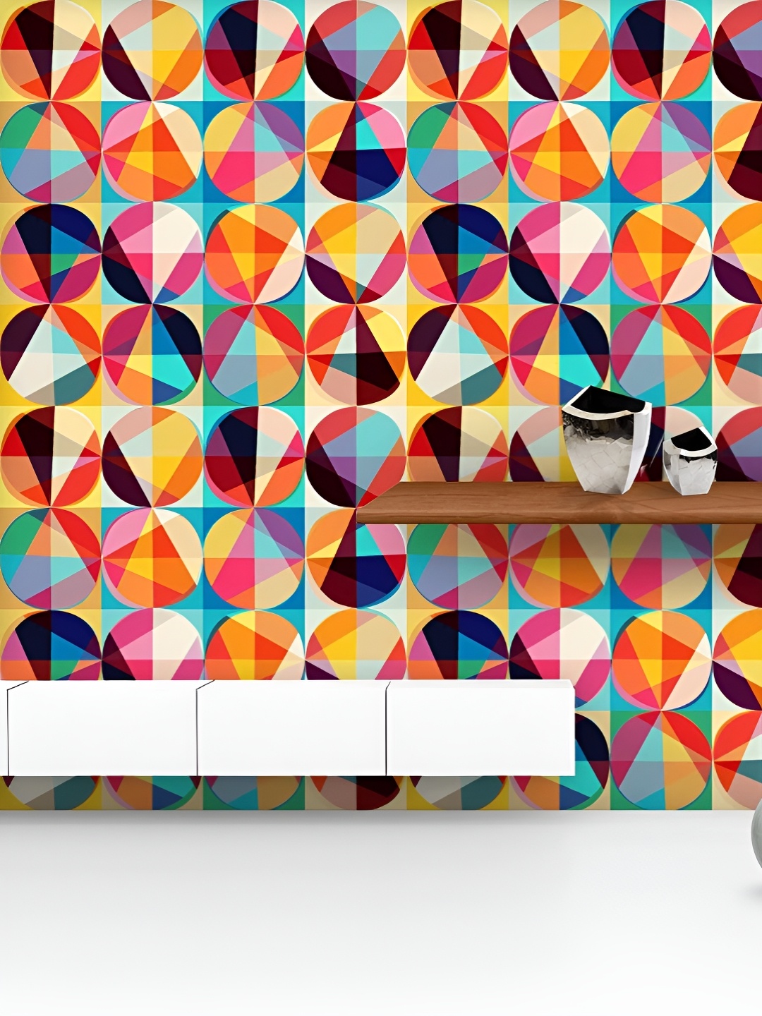 

ArtzFolio Printed UV-Resistant Anti-Bacterial Geometric Ornament Peel & Stick Wallpaper, Multi