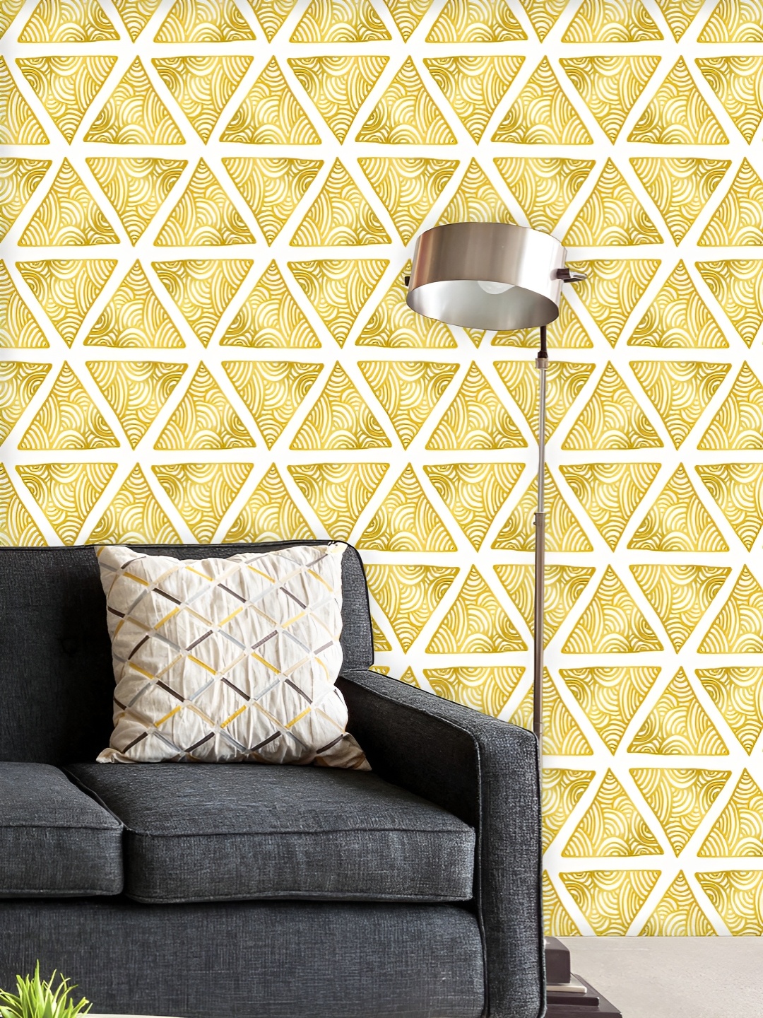 

ArtzFolio Printed UV-Resistant Anti-Bacterial Ornate Triangles Peel & Stick Wallpaper, Multi