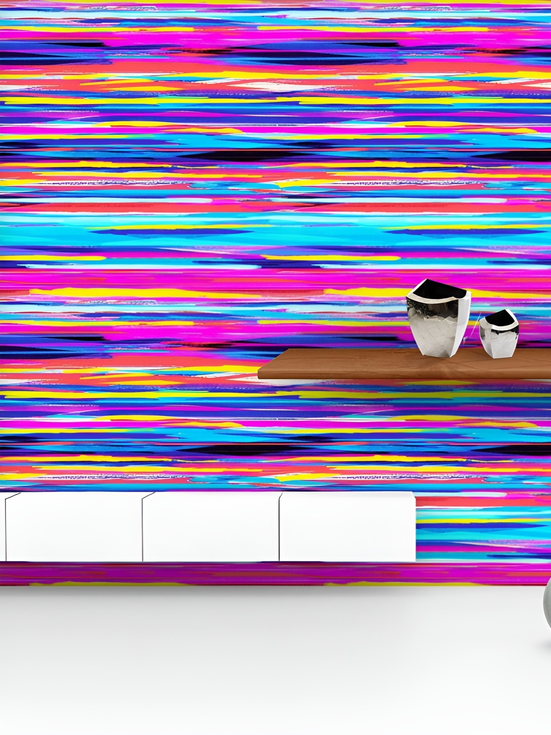 

ArtzFolio Printed UV-Resistant Anti-Bacterial Abstract Stripes Tiles Peel & Stick Wallpaper, Multi