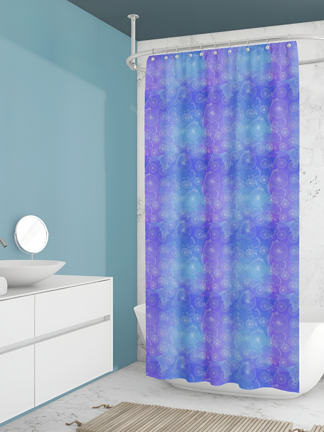 

ArtzFolio Violet & Blue Abstract Printed Waterproof Shower Curtain