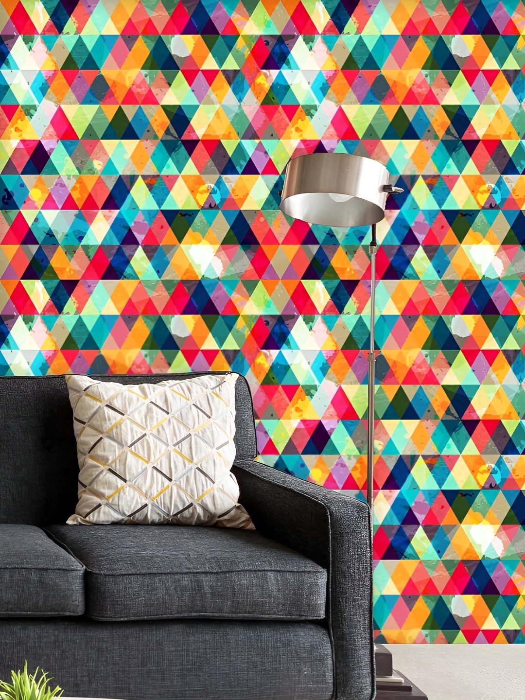 

ArtzFolio Printed UV-Resistant Anti-Bacterial Grunge Triangle Peel & Stick Wallpaper, Multi